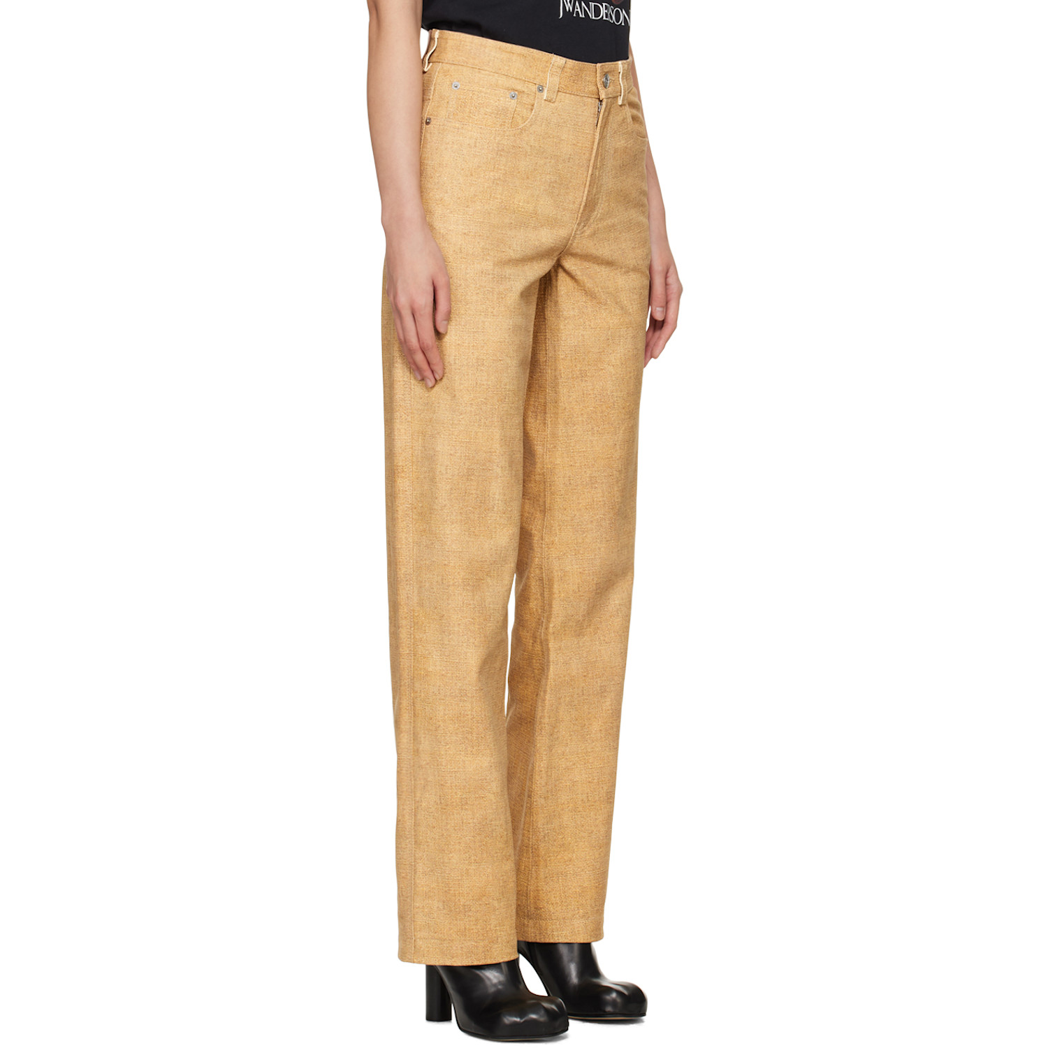  Jw Anderson Beige Straight-fit Leather Pants 