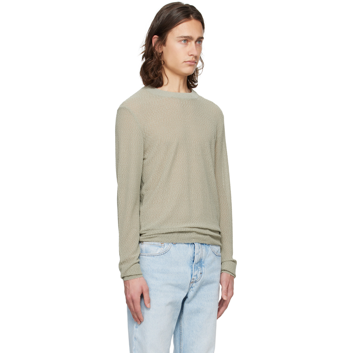  Ami Paris Khaki Semi-sheer Sweater 