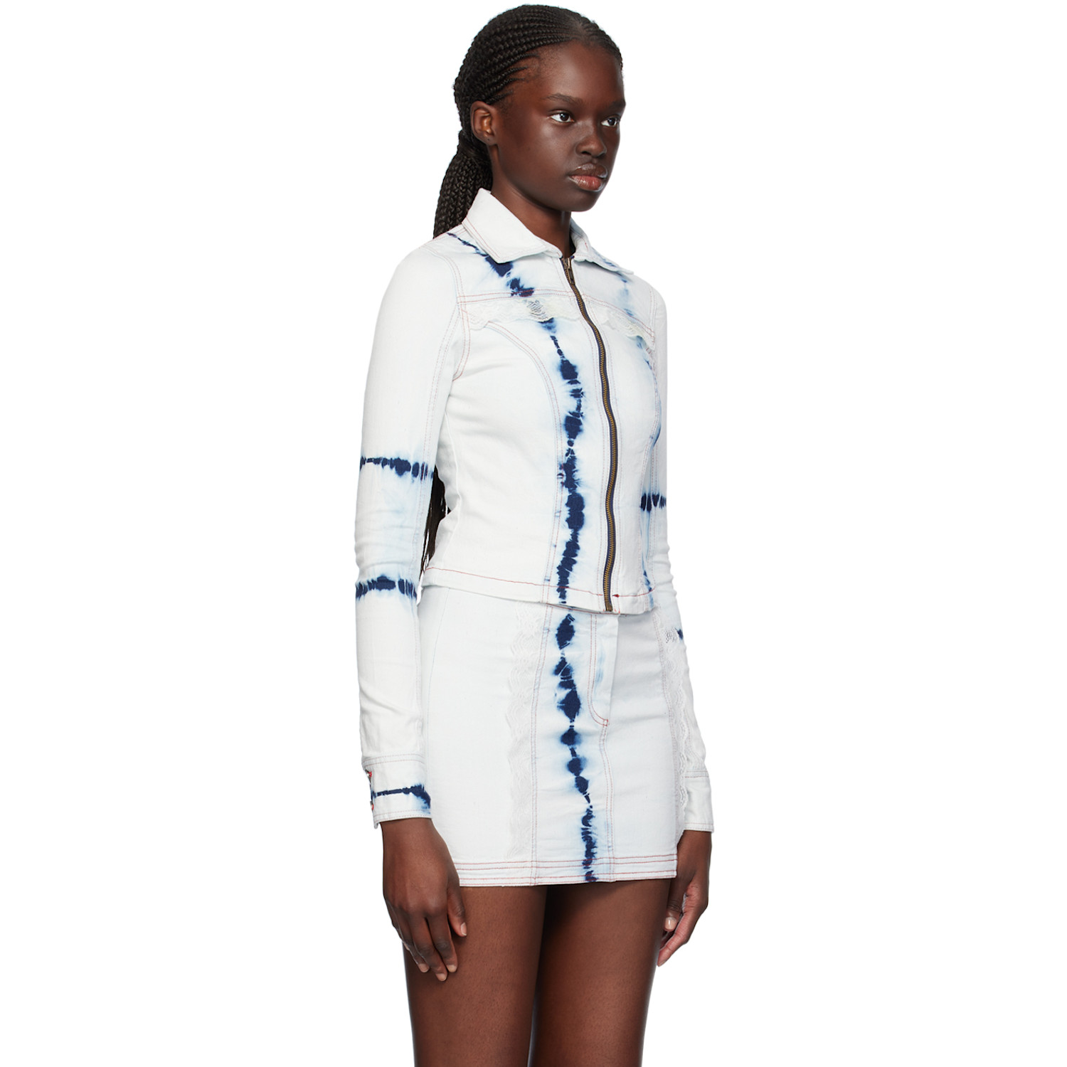  Sinead Gorey Blue Lace Denim Jacket 