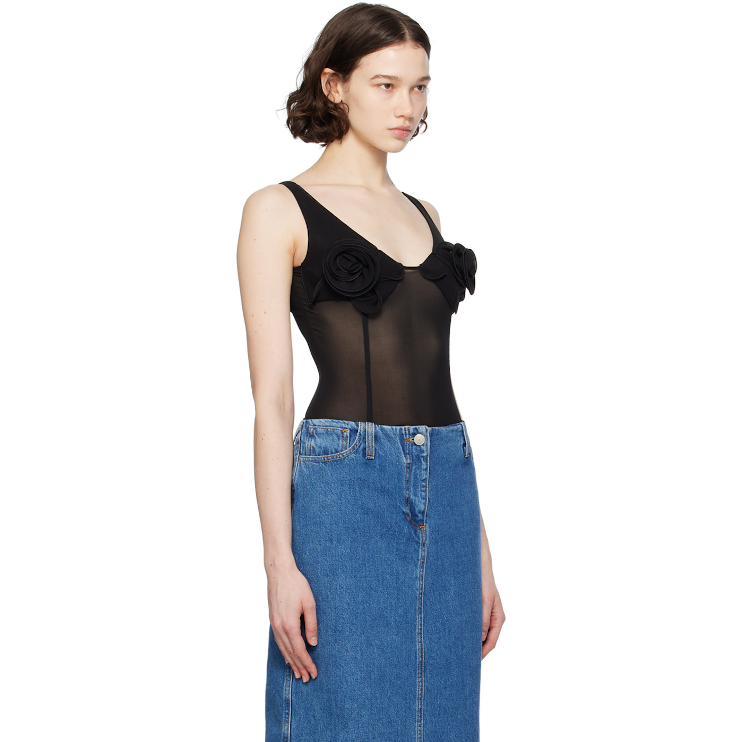  Magda Butrym Black Floral Bodysuit 