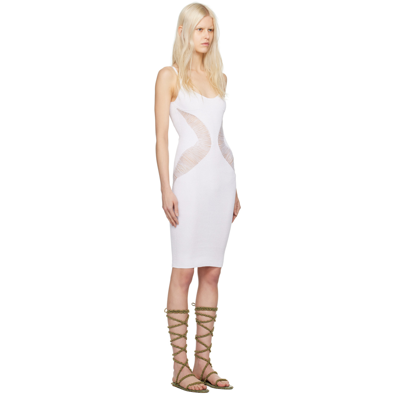  Isa Boulder White Floater Midi Dress 