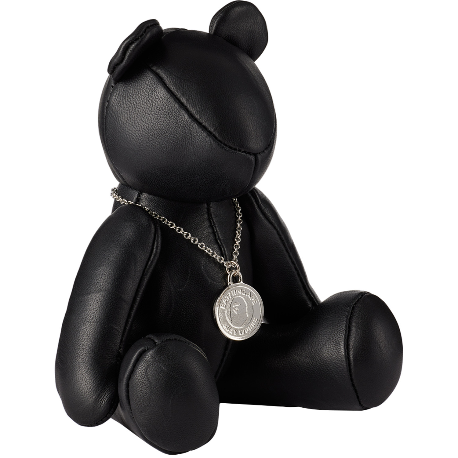  Bape Black Solid Camo Leather Bear Plush Toy 