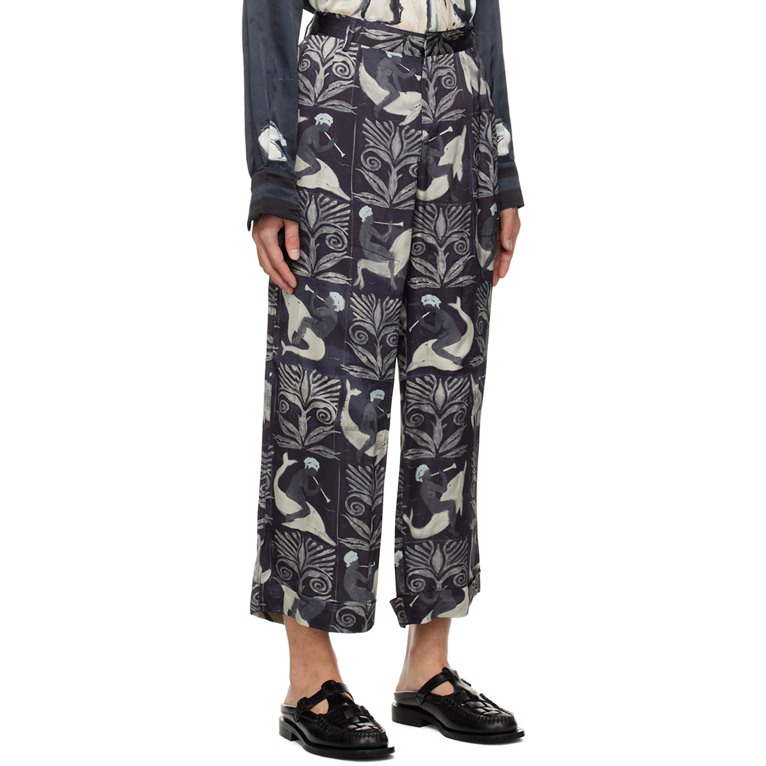  Commas Navy Printed Trousers 