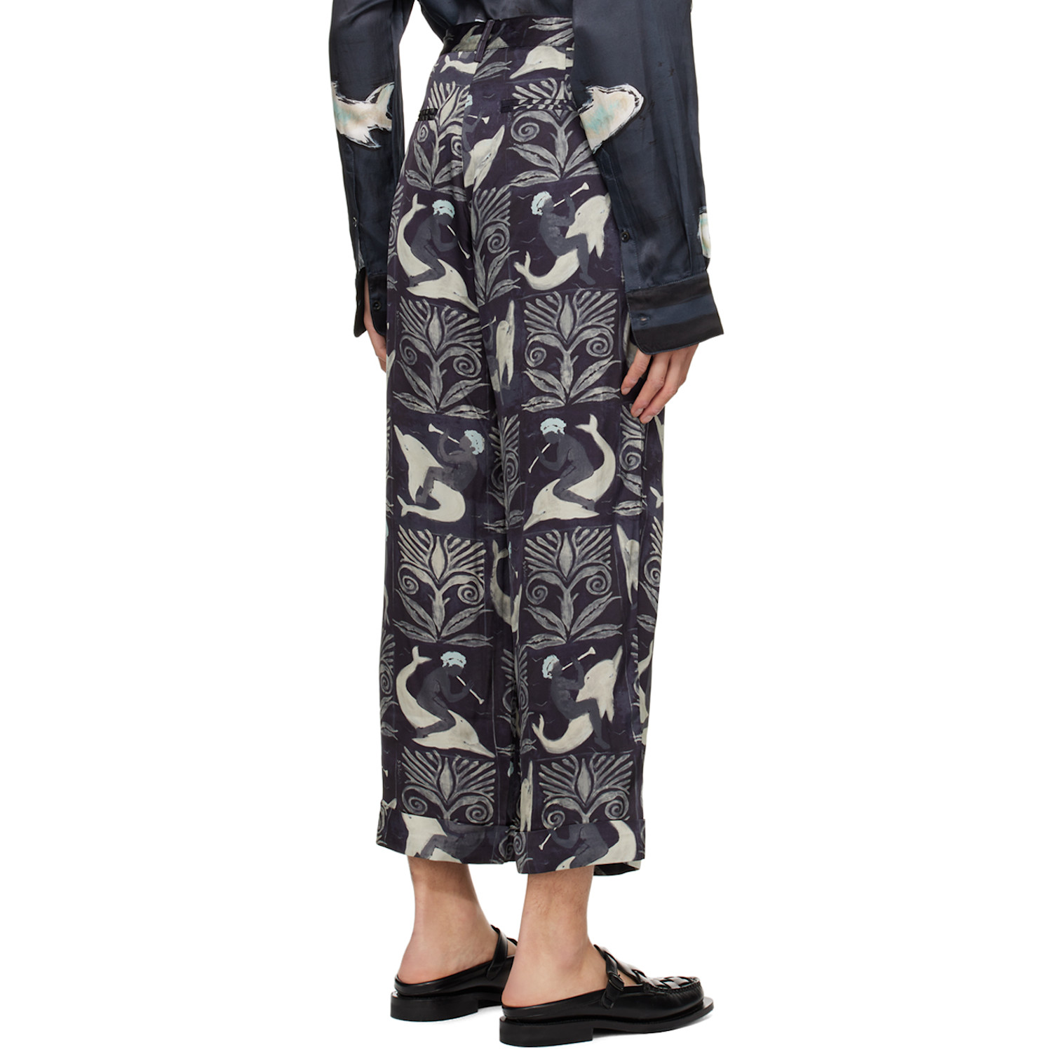  Commas Navy Printed Trousers 