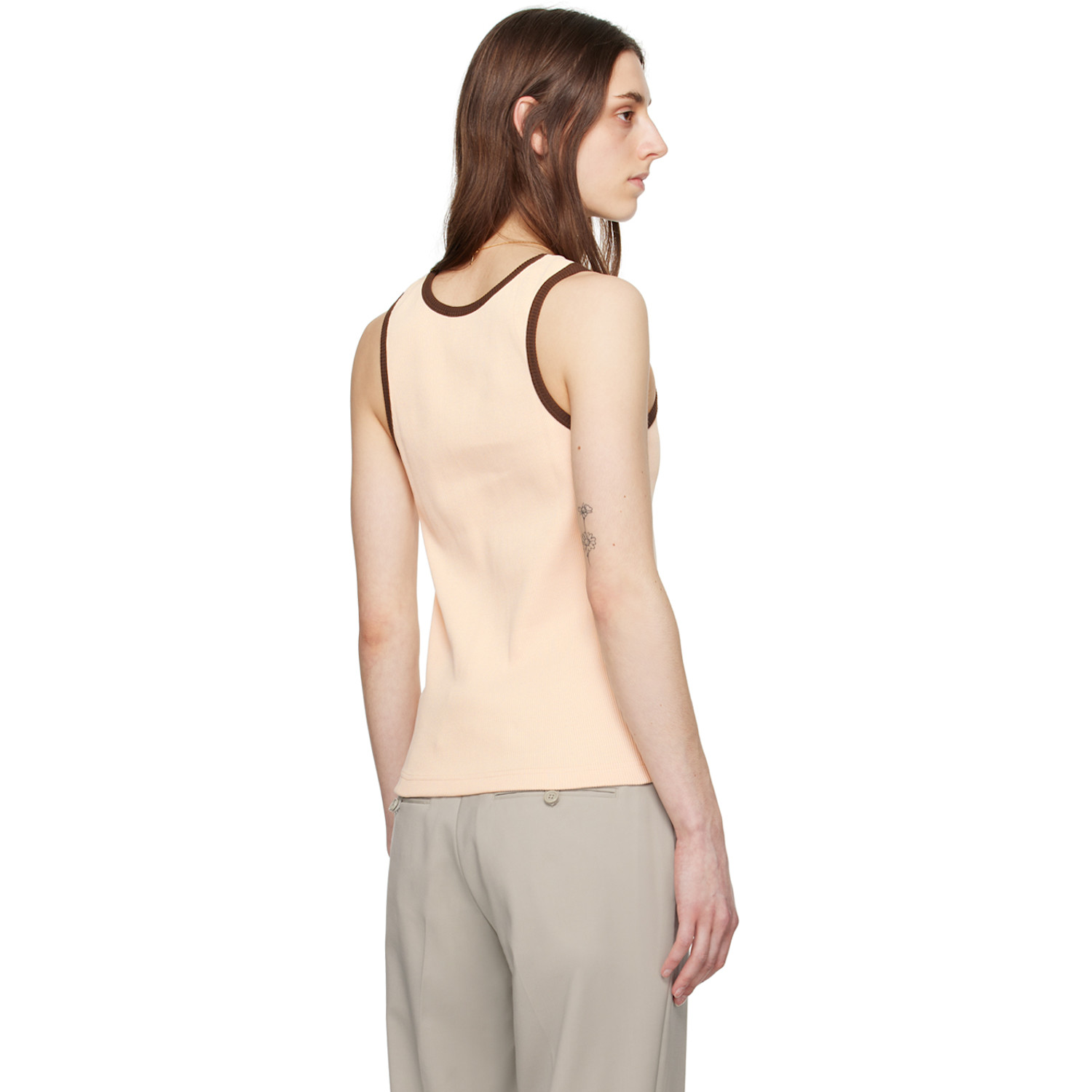  Ernest W. Baker Beige Embroidered Tank Top 