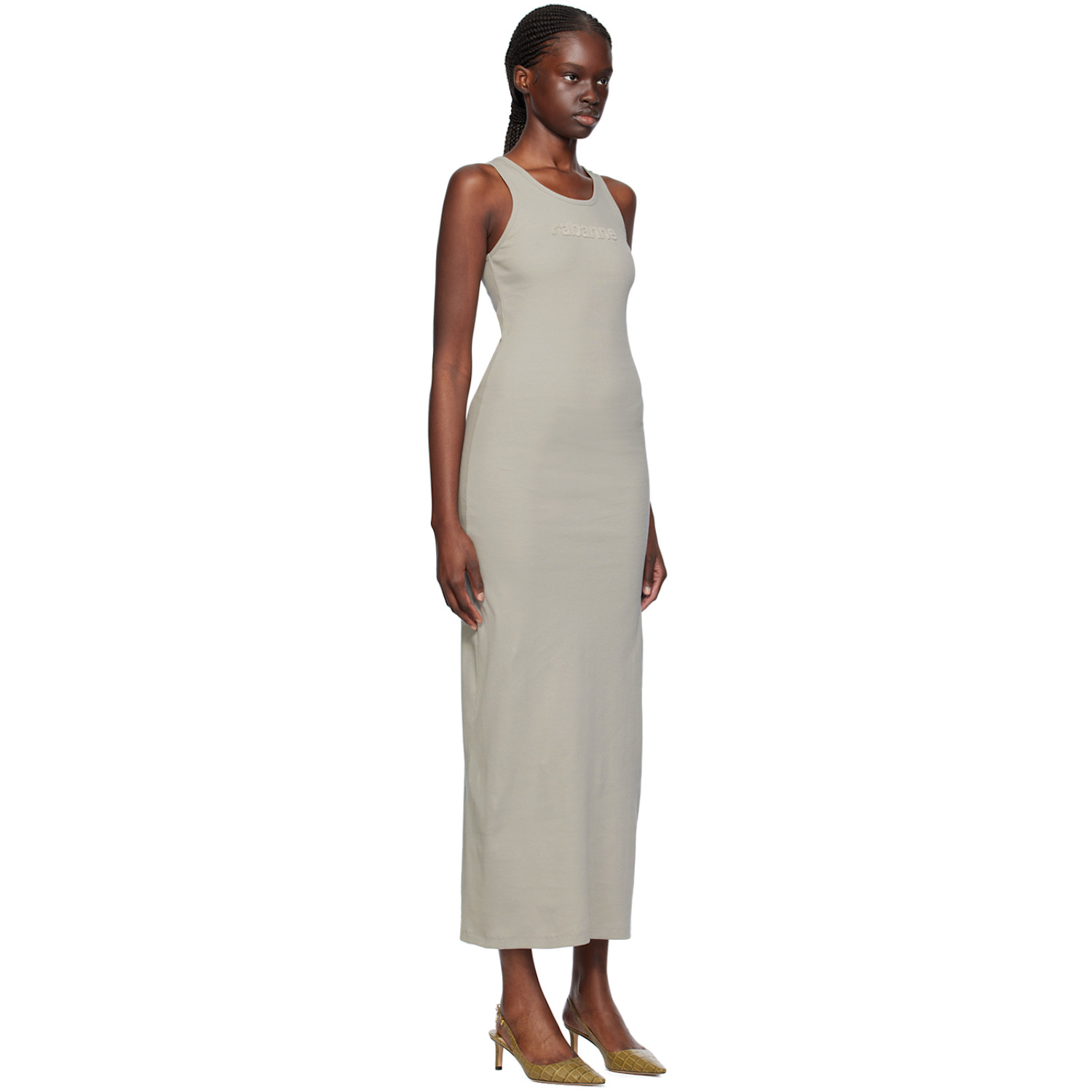  Rabanne Gray Flocked Maxi Dress 