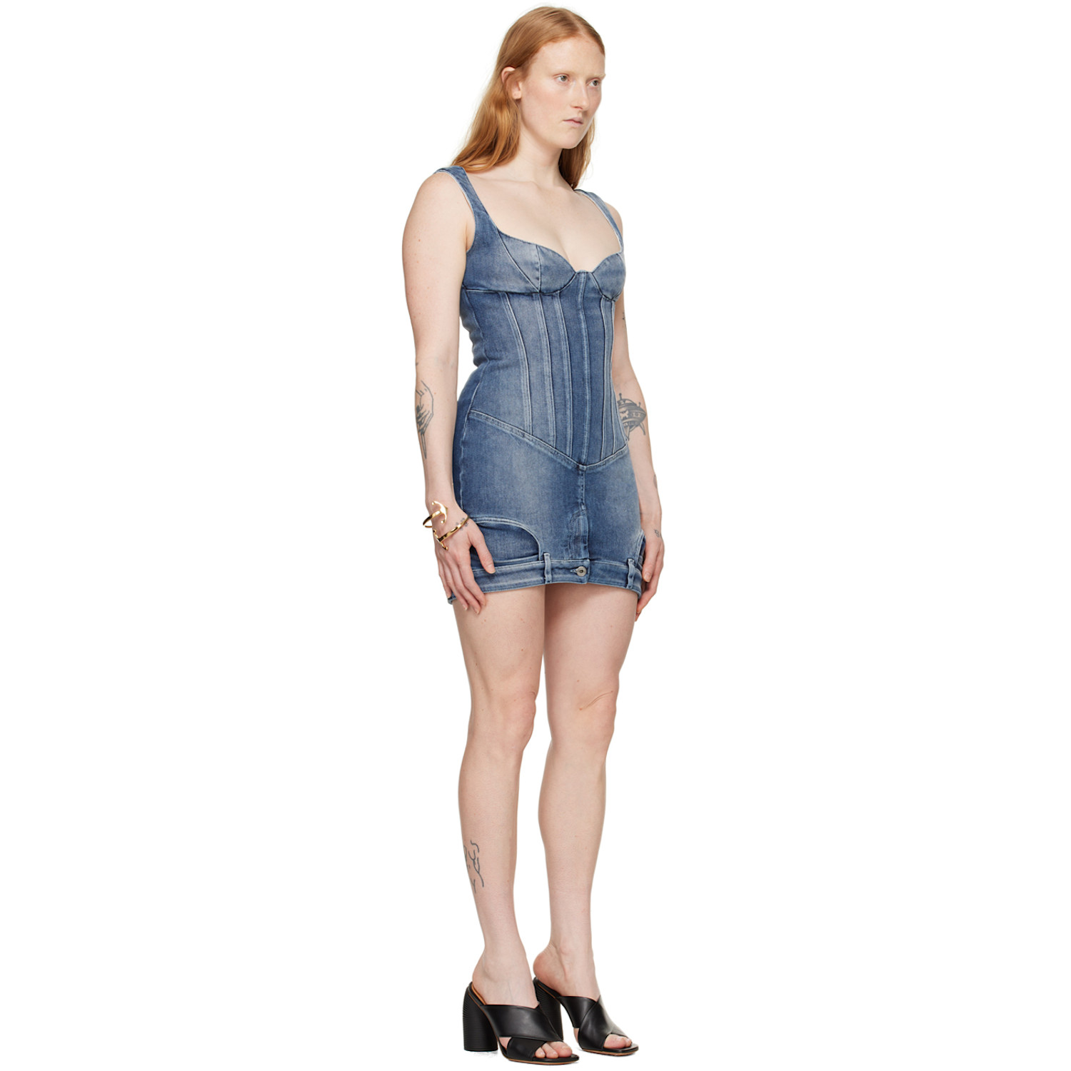  Off-white Blue Upside Down Denim Minidress 