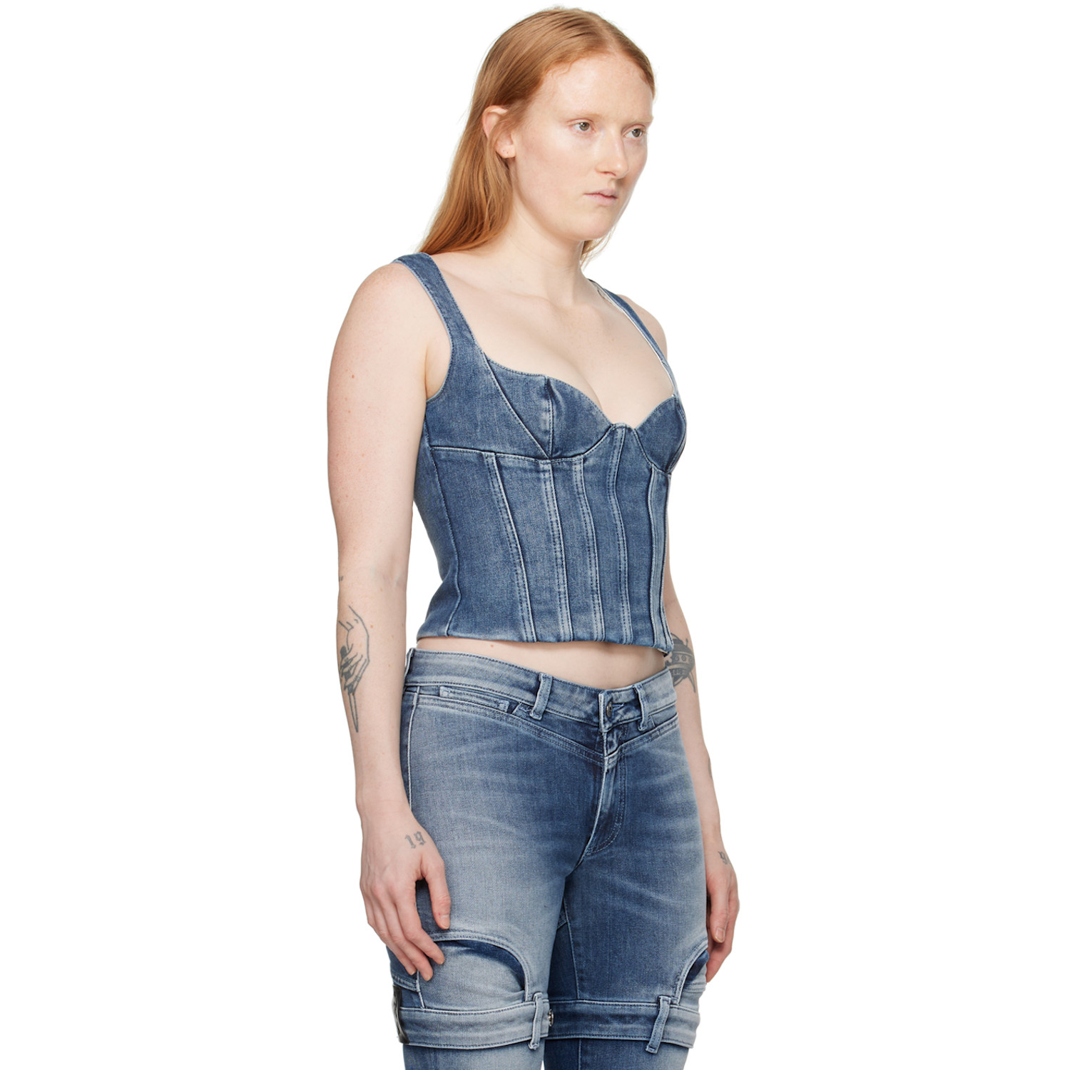  Off-white Blue Bustier Denim Tank Top 