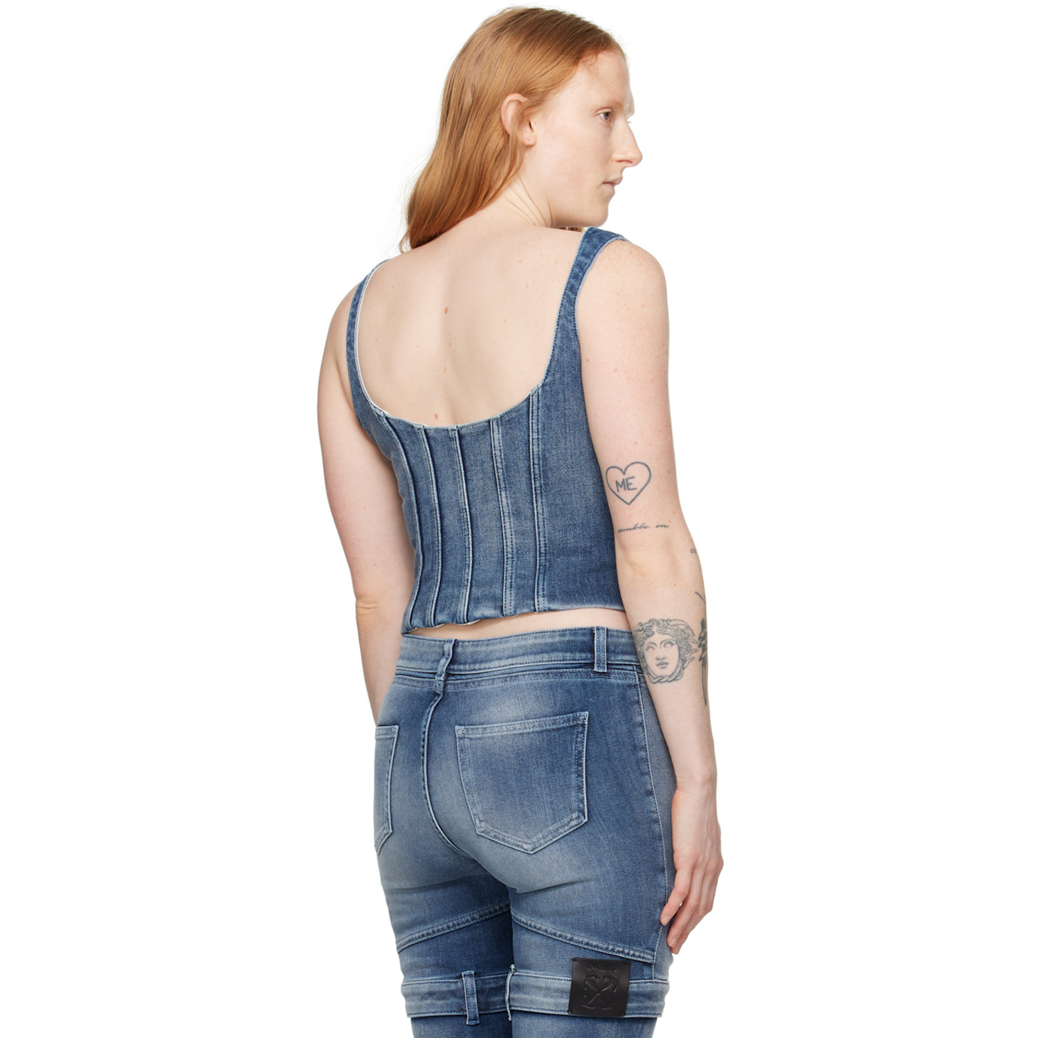  Off-white Blue Bustier Denim Tank Top 