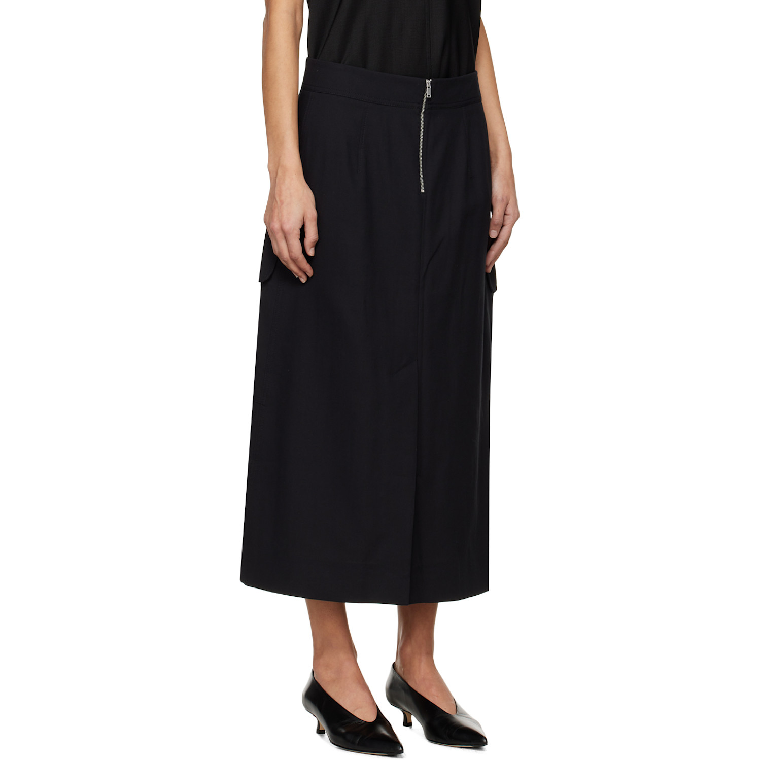  Studio Nicholson Black Tyrell Midi Skirt 