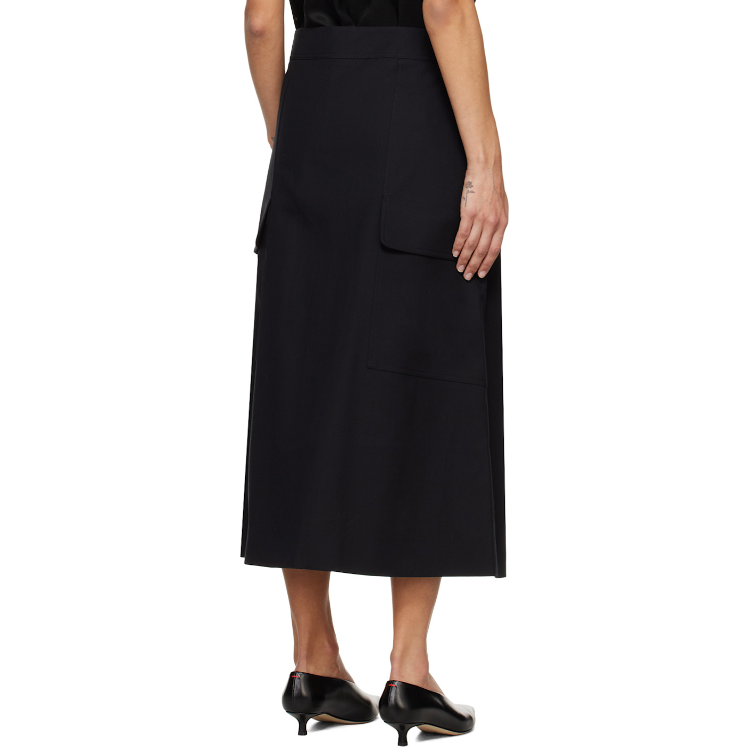  Studio Nicholson Black Tyrell Midi Skirt 