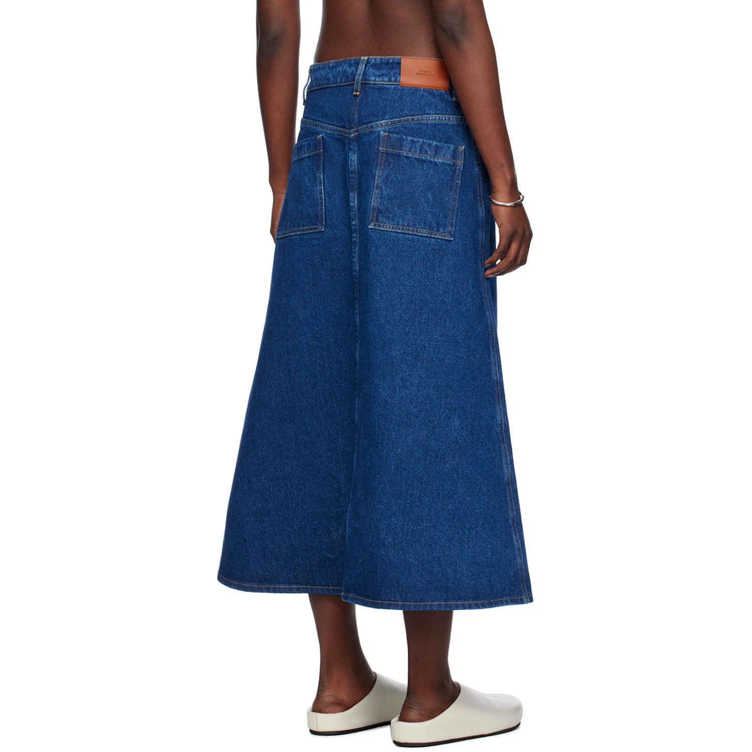  Studio Nicholson Indigo A-line Denim Maxi Skirt 