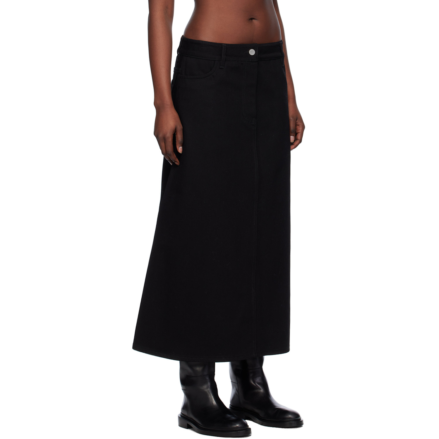  Studio Nicholson Black A-line Denim Maxi Skirt 