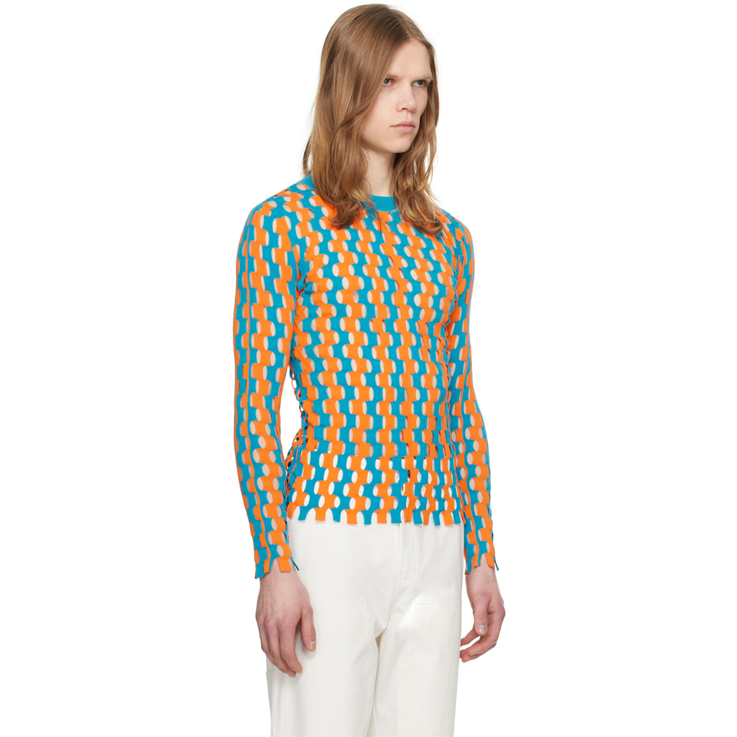  Zankov Blue & Orange Cutout Sweater 
