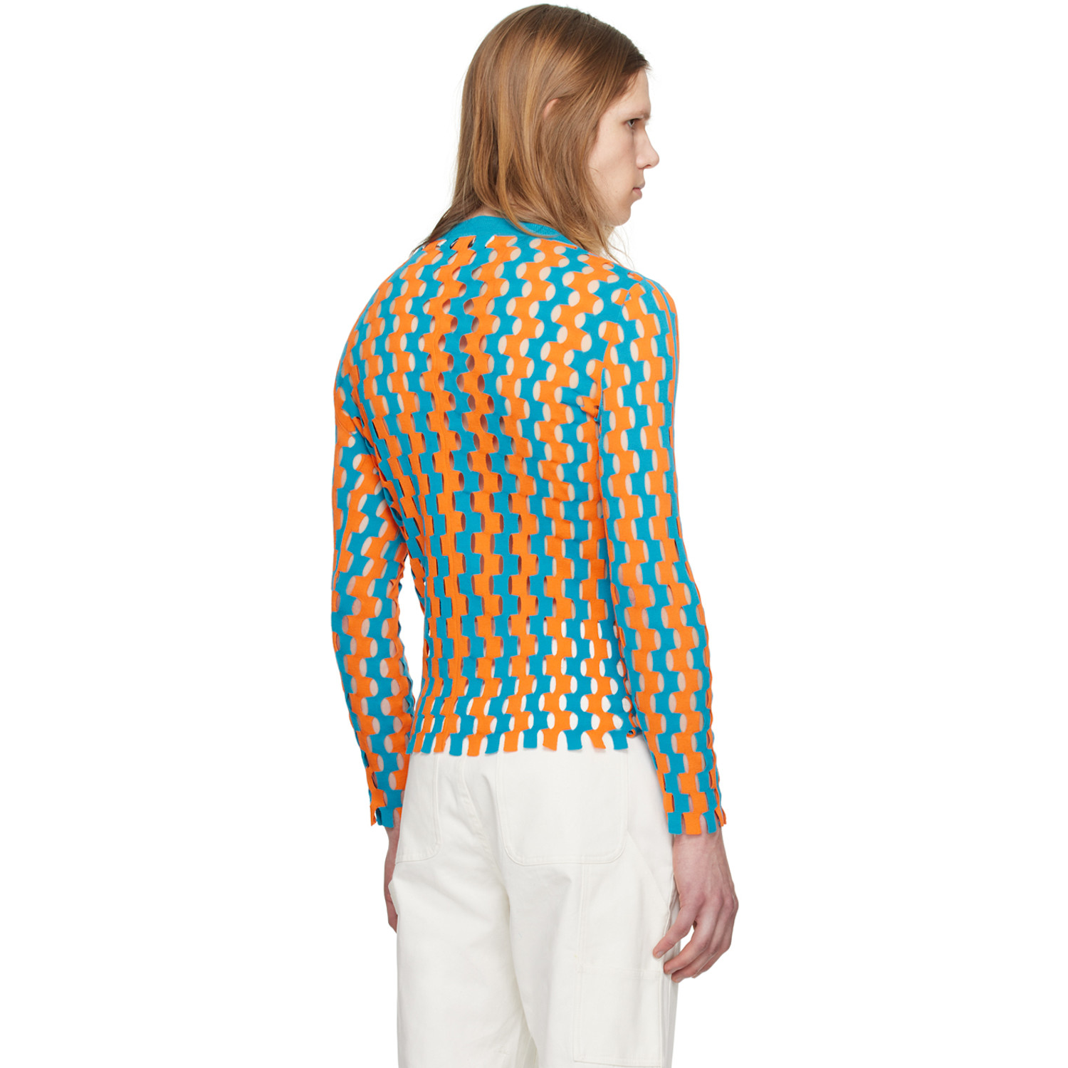  Zankov Blue & Orange Cutout Sweater 
