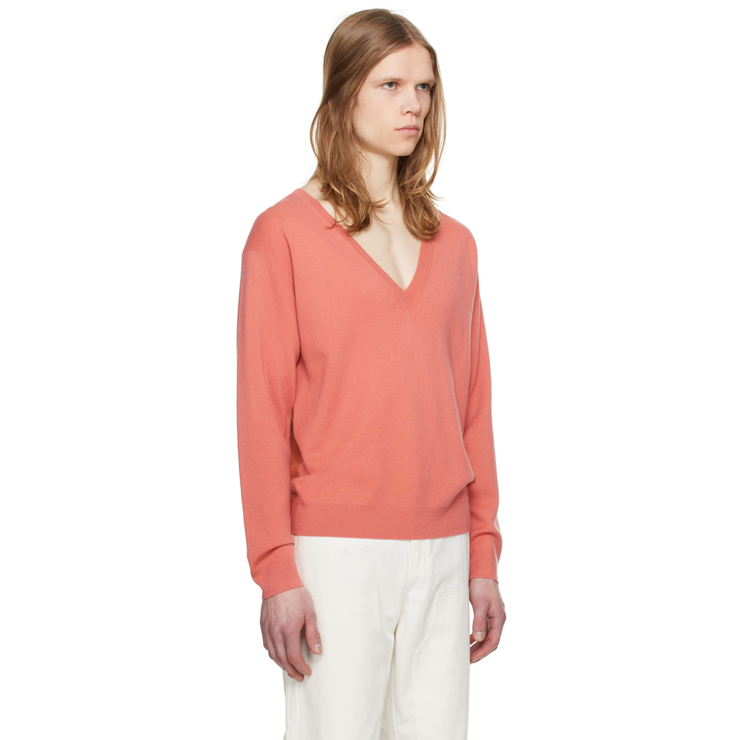  Zankov Pink & Orange V-neck Sweater 