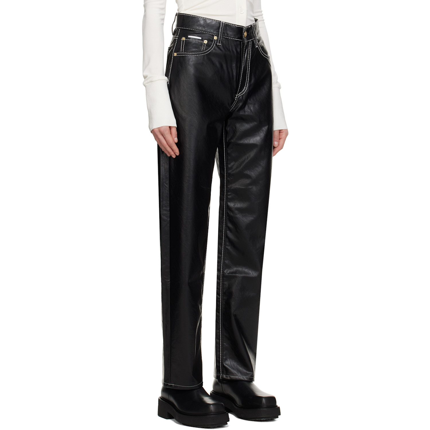 Eytys Black Benz Faux-leather Jeans 