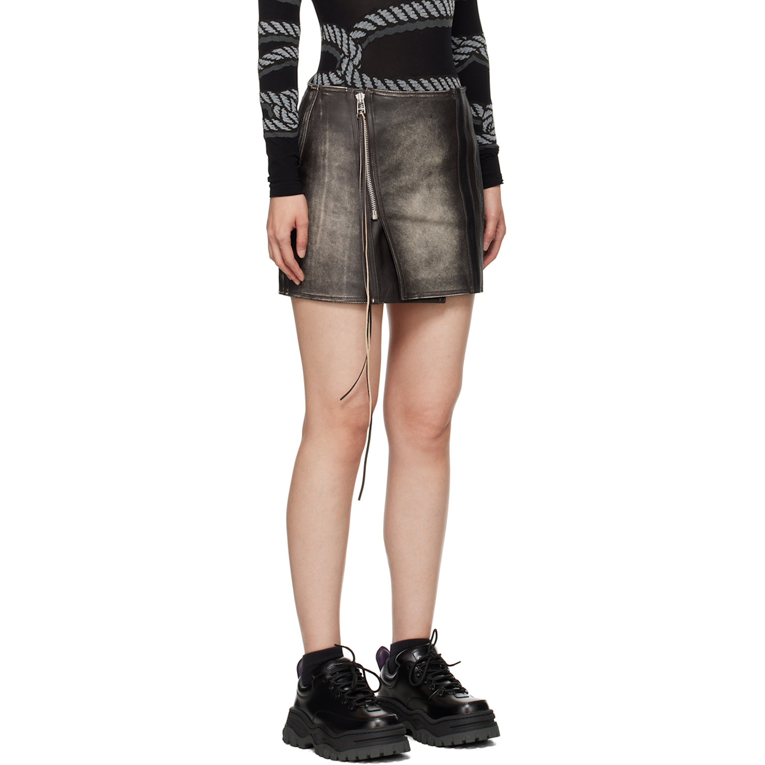  Eytys Ssense Exclusive Brown Rogue Stripe Leather Miniskirt 