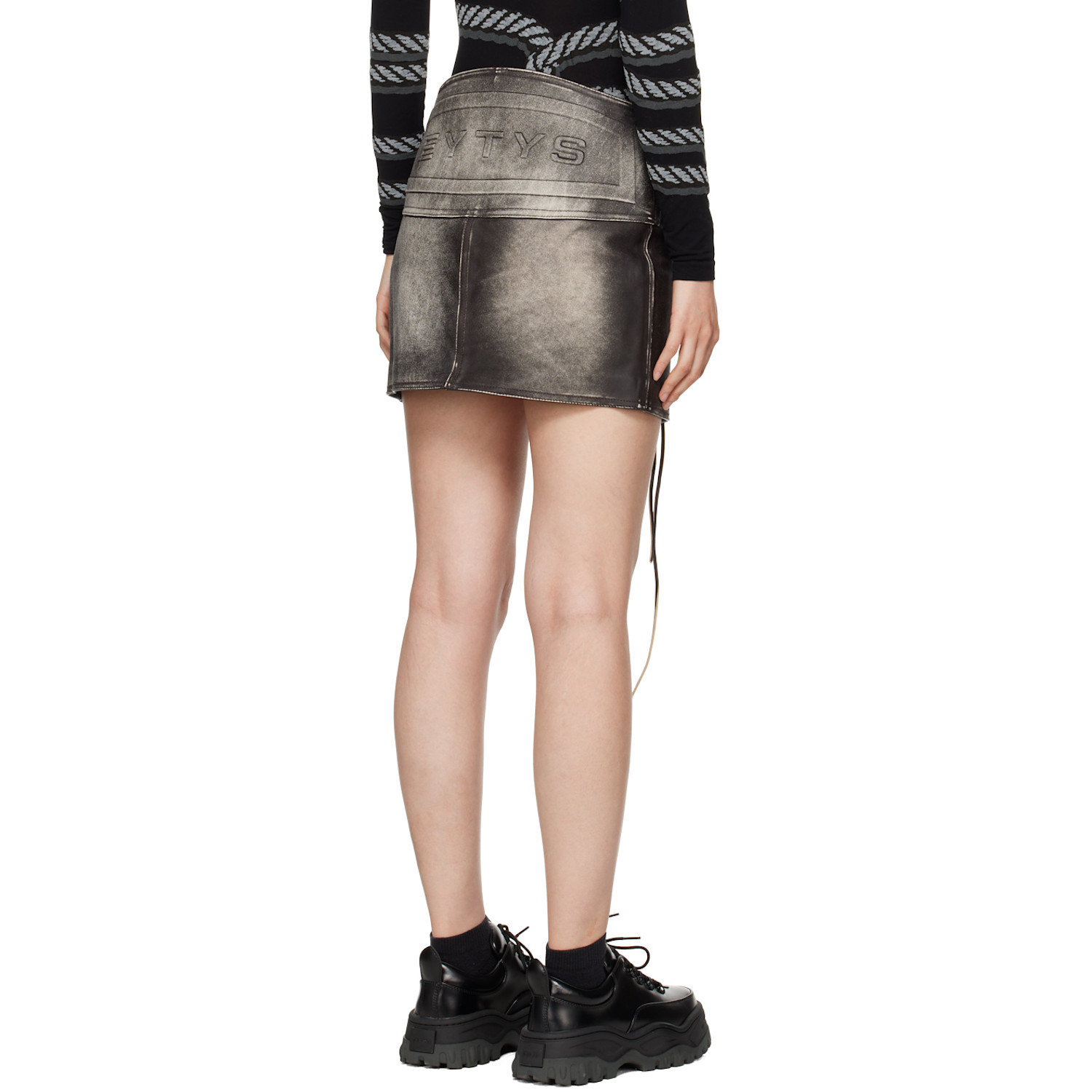  Eytys Ssense Exclusive Brown Rogue Stripe Leather Miniskirt 