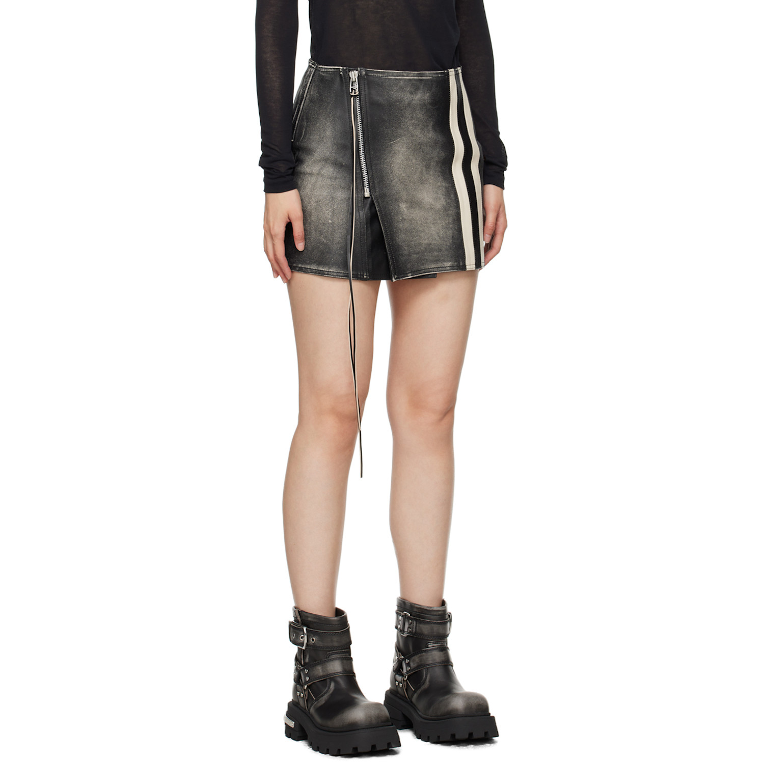  Eytys Ssense Exclusive Black Rogue Stripe Leather Miniskirt 