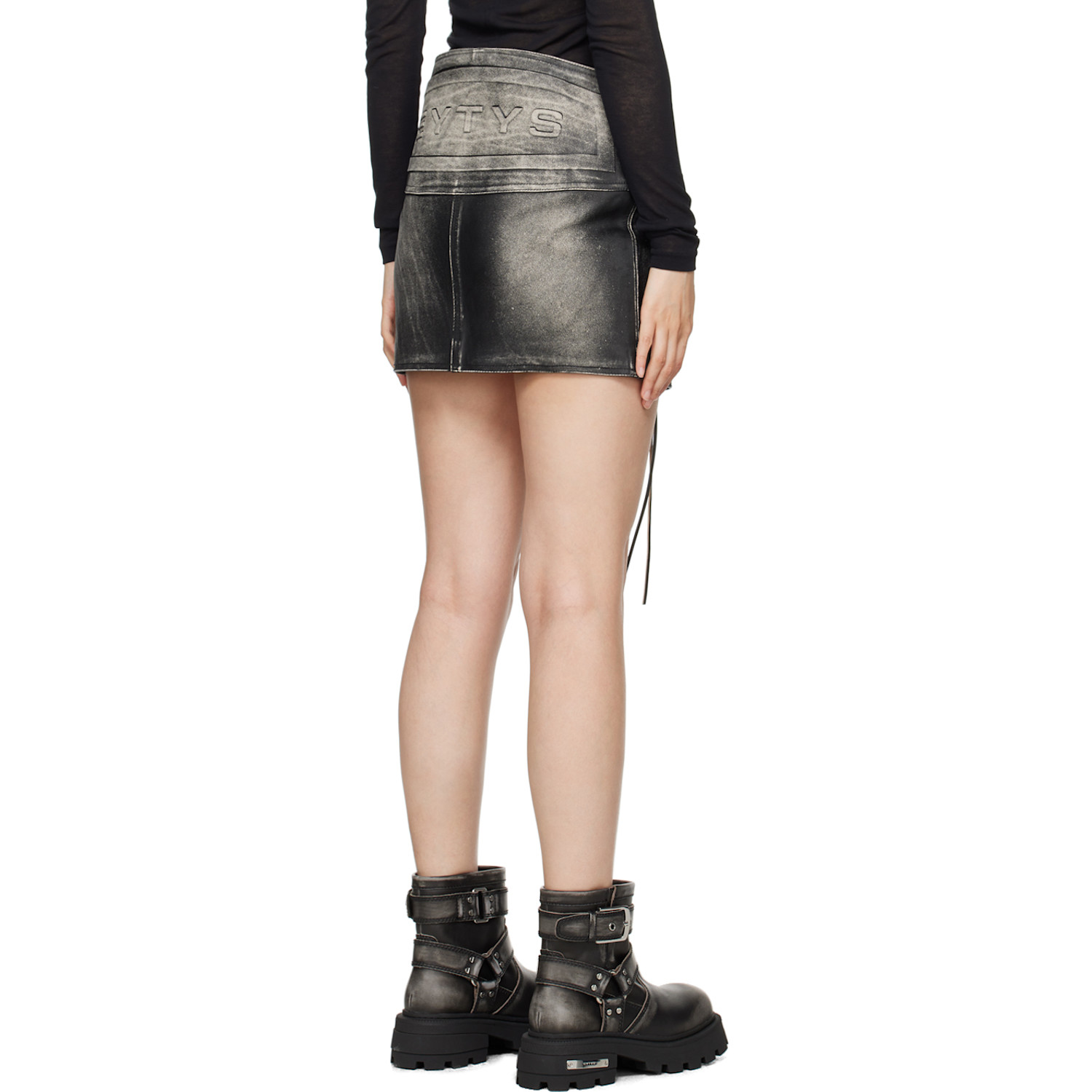  Eytys Ssense Exclusive Black Rogue Stripe Leather Miniskirt 