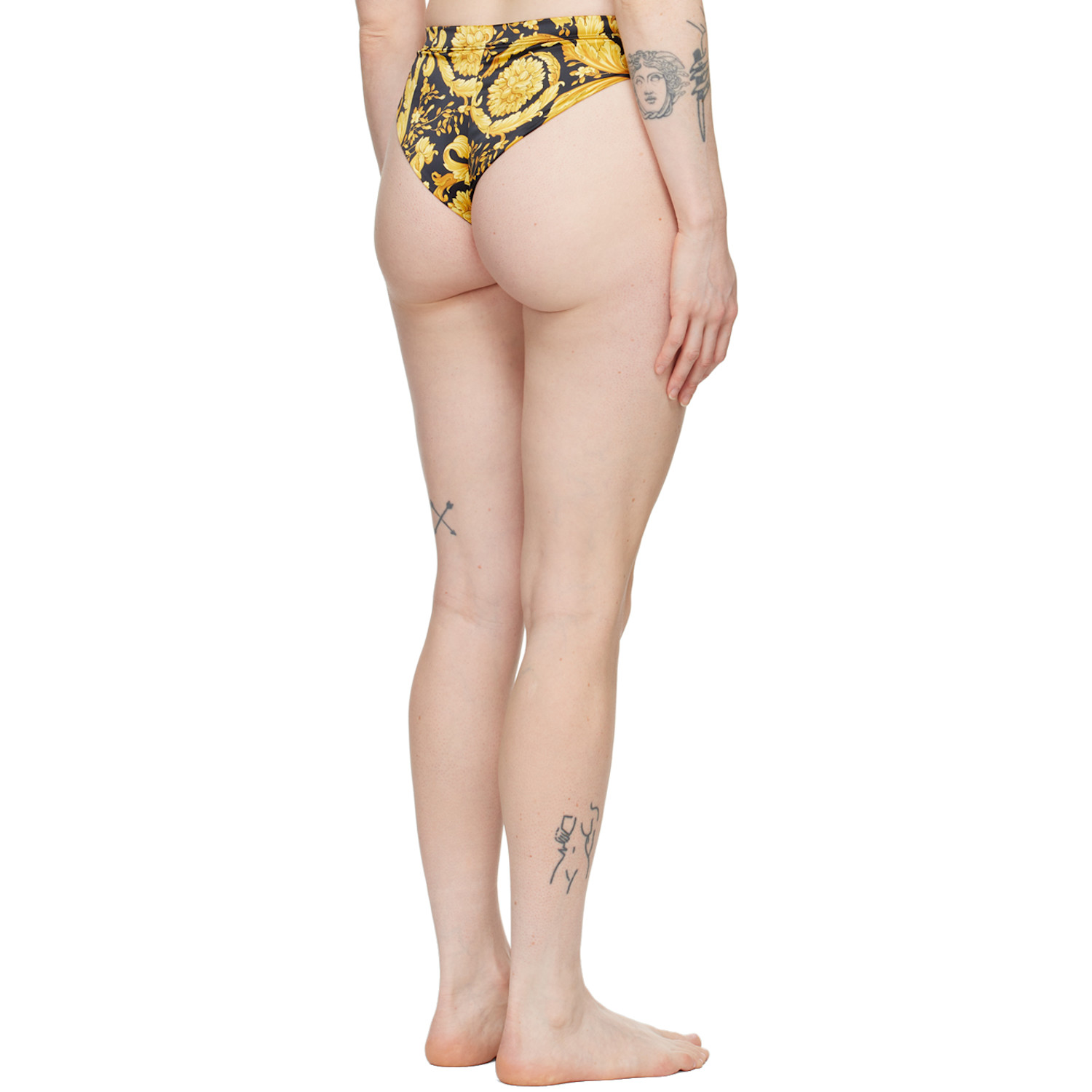  Versace Underwear Black & Yellow Barocco Briefs 