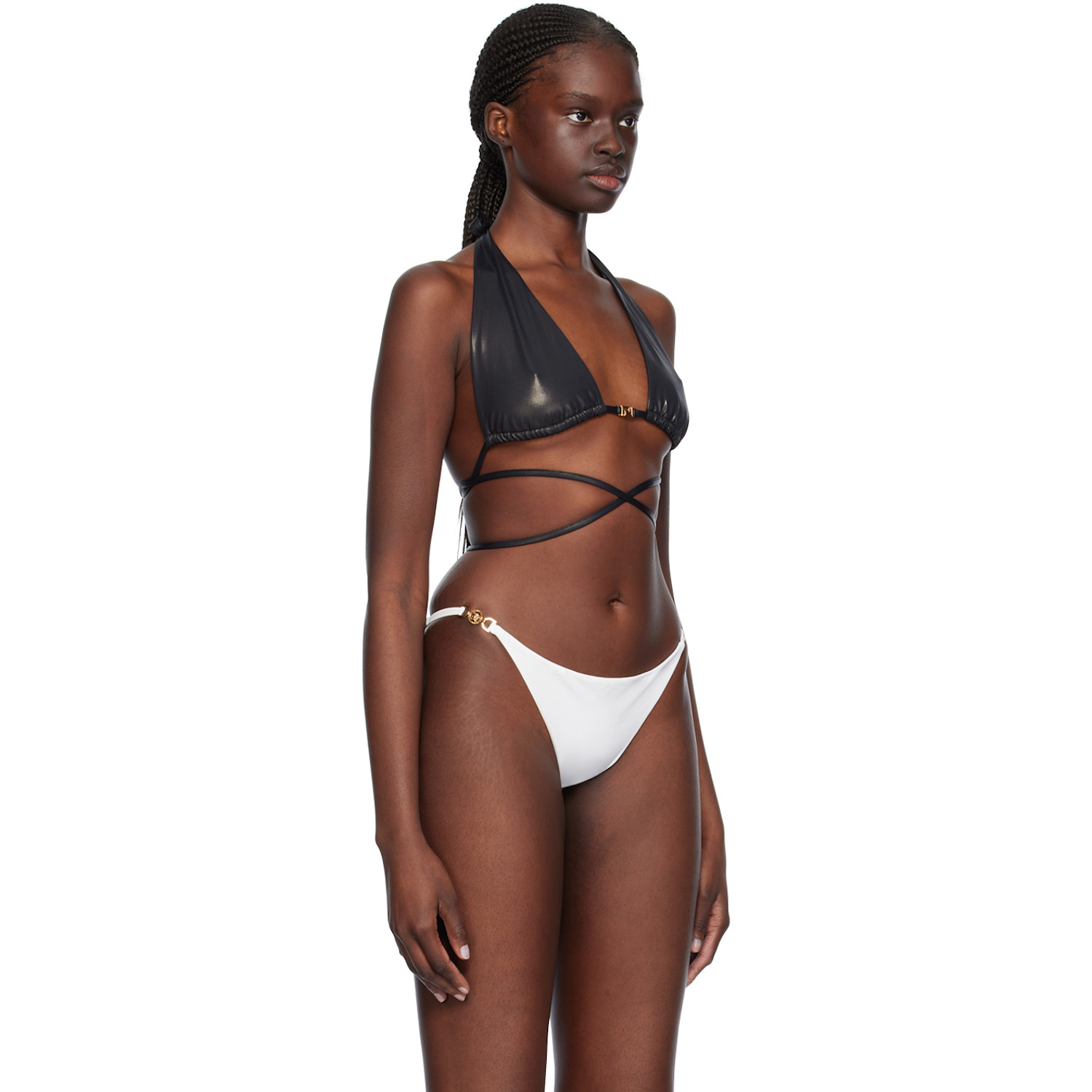 Versace Underwear Black Greca Bikini Top 
