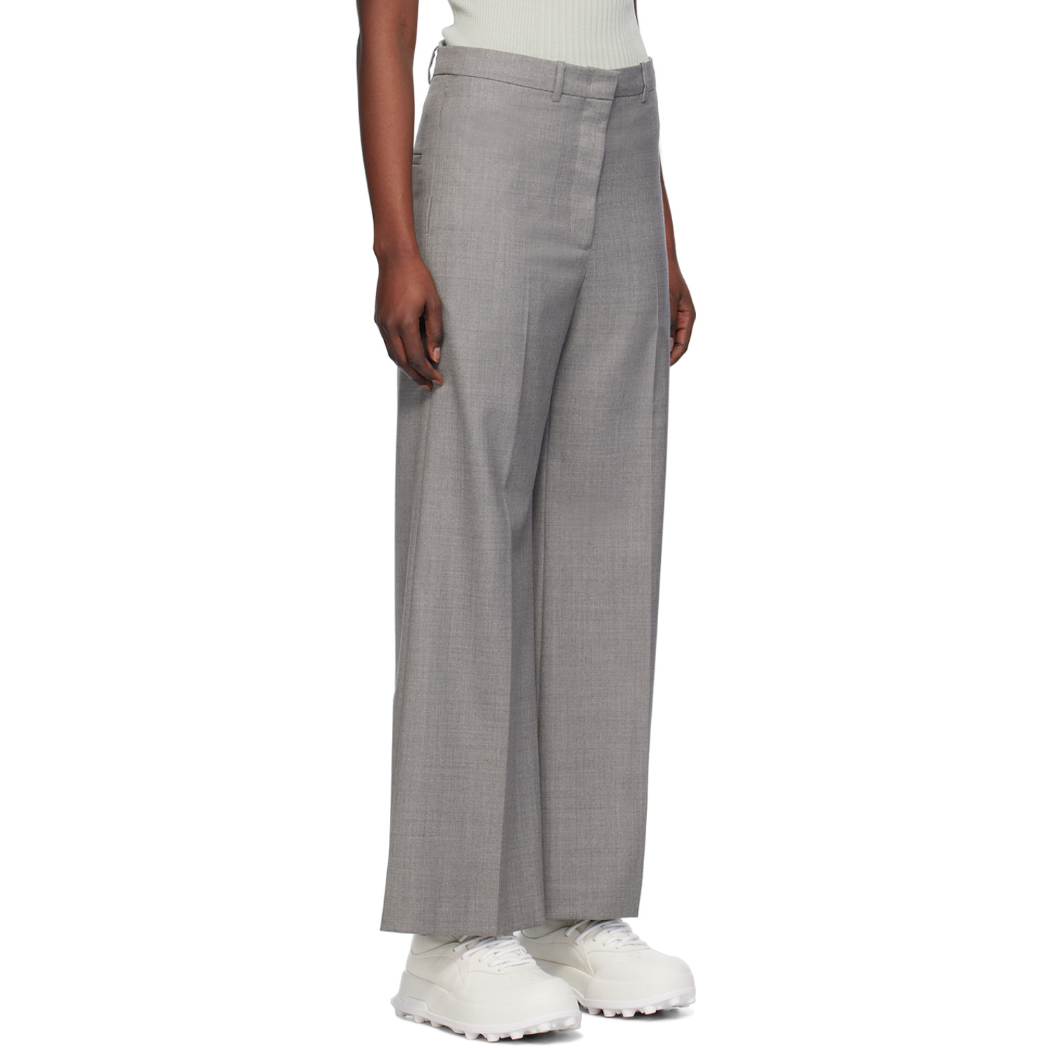  Low Classic Gray Wide-leg Trousers 
