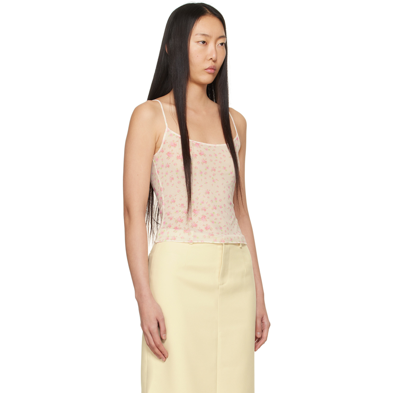 Sandy Liang White & Pink Tubber Tank Top 