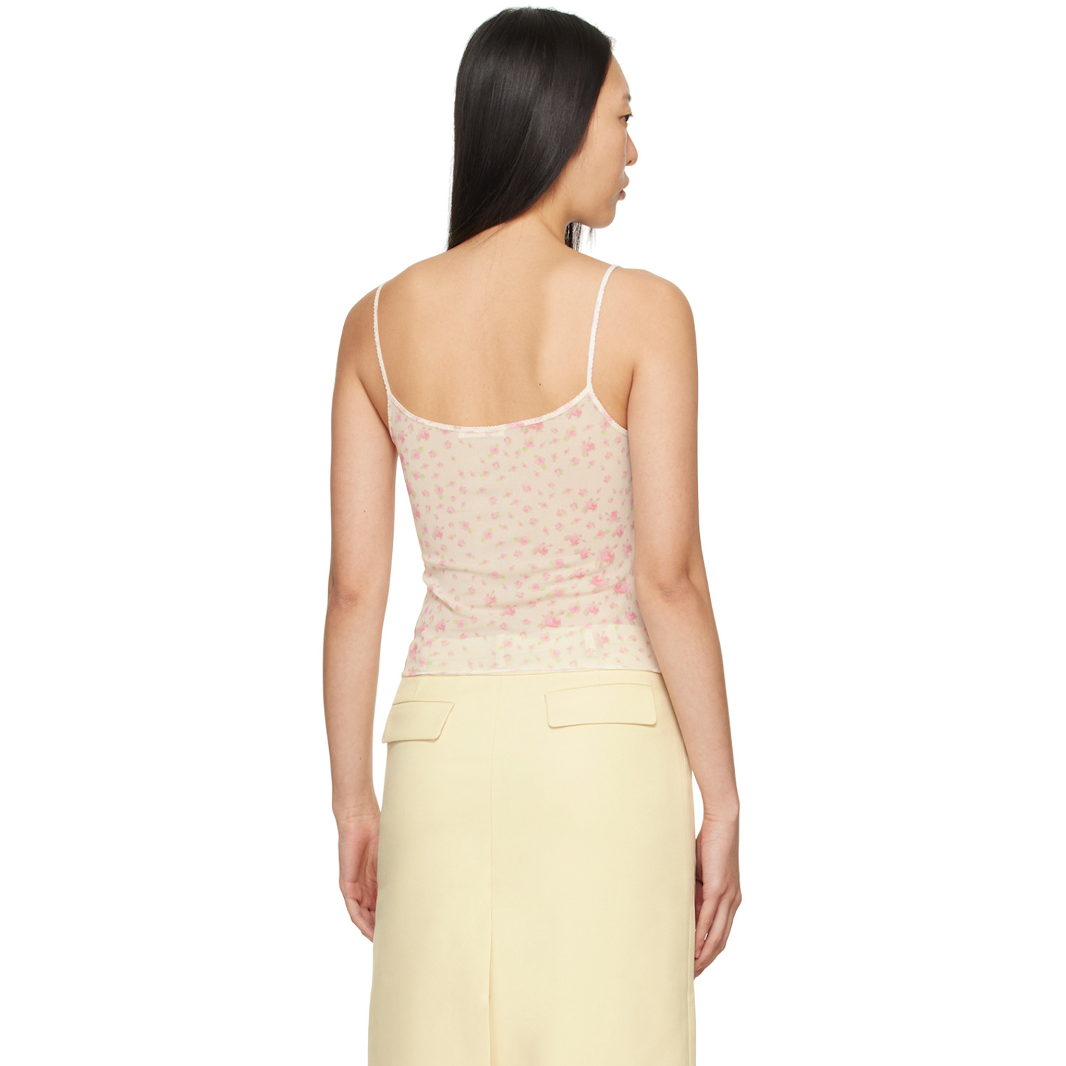  Sandy Liang White & Pink Tubber Tank Top 