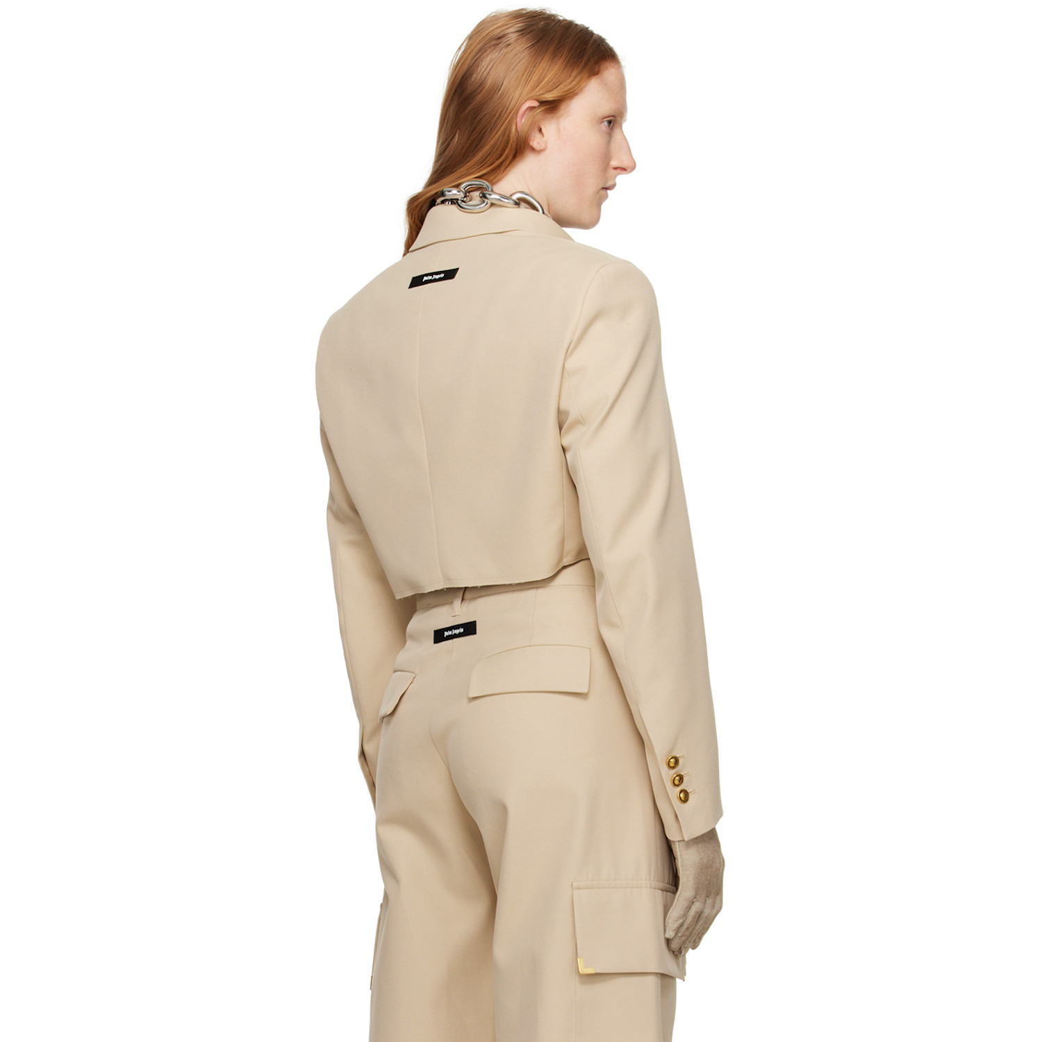  Palm Angels Beige Cropped Blazer 