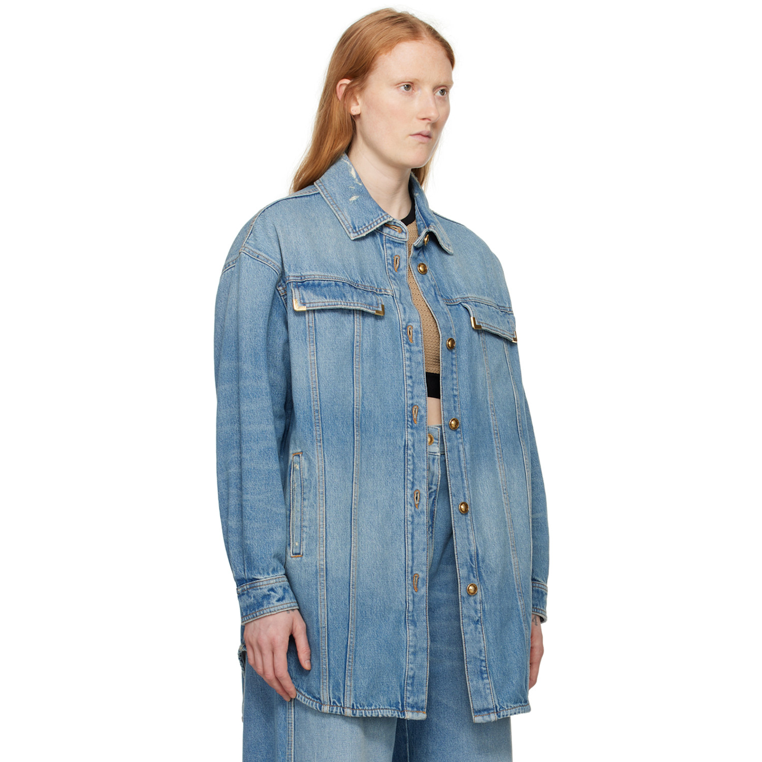  Palm Angels Blue Faded Denim Jacket 