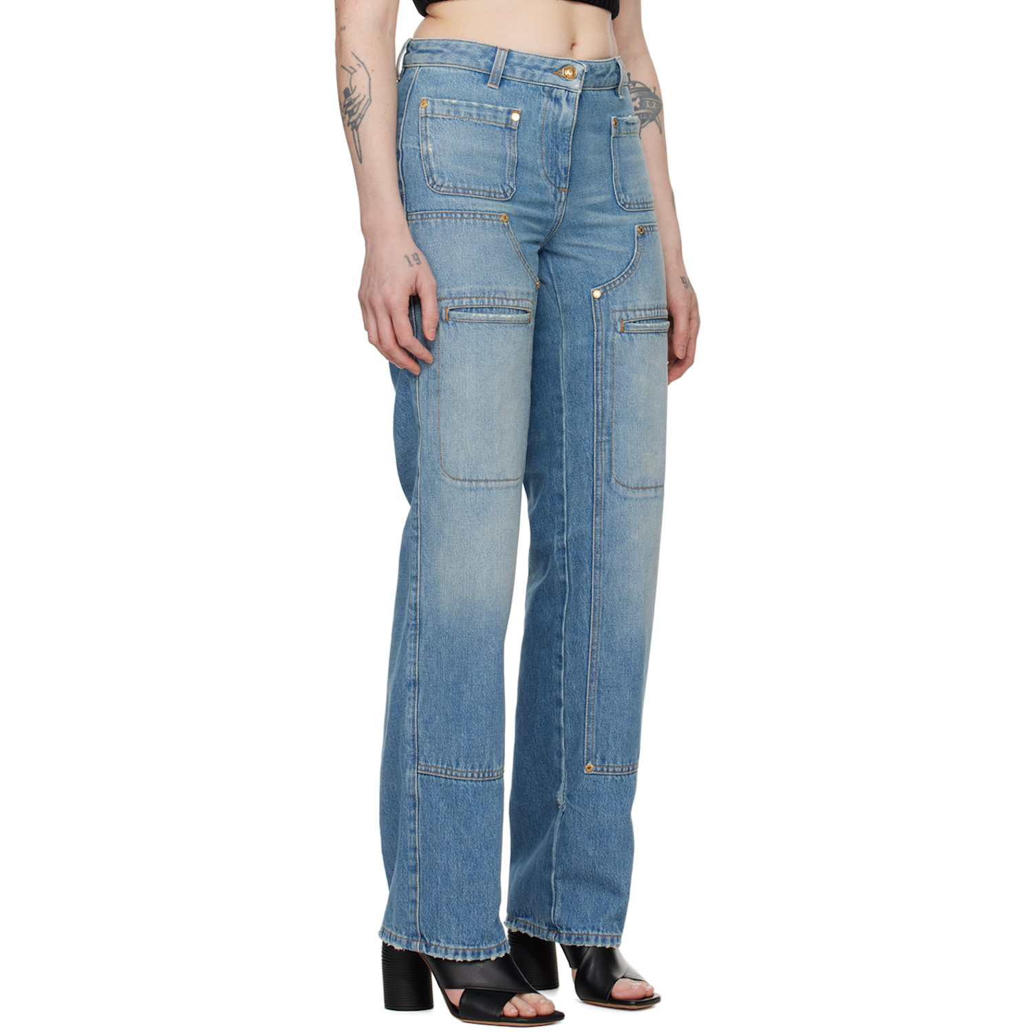 Palm Angels Blue Faded Jeans 