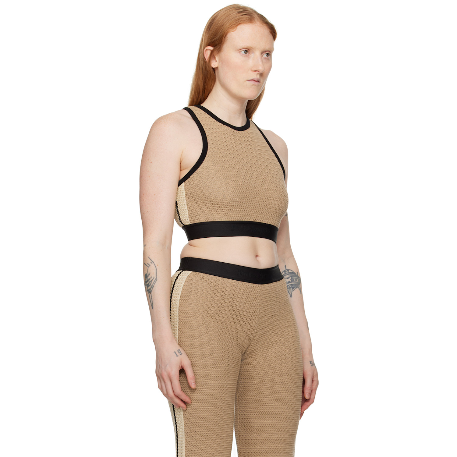  Palm Angels Taupe Cropped Tank Top 