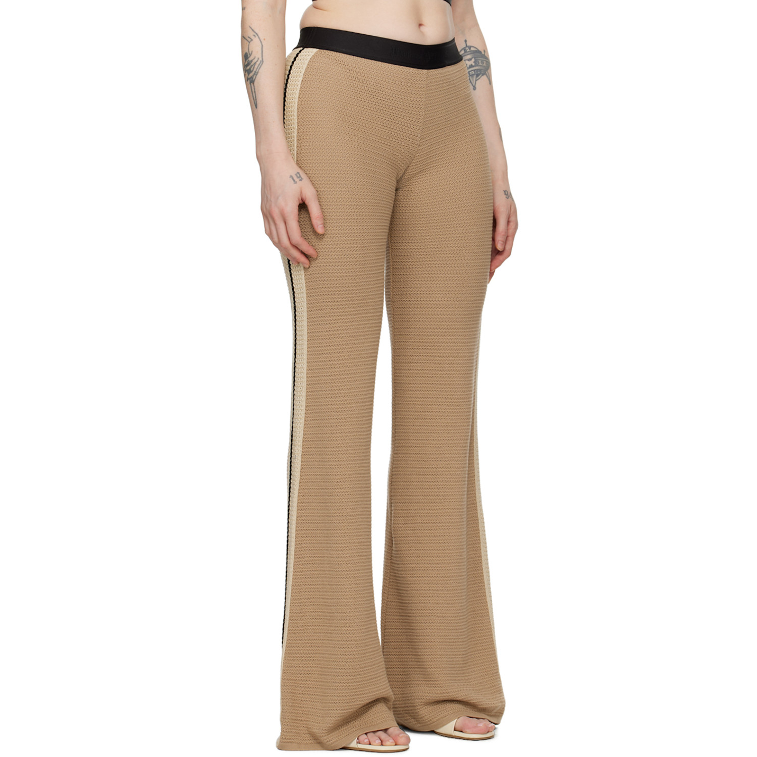  Palm Angels Taupe Stripe Lounge Pants 