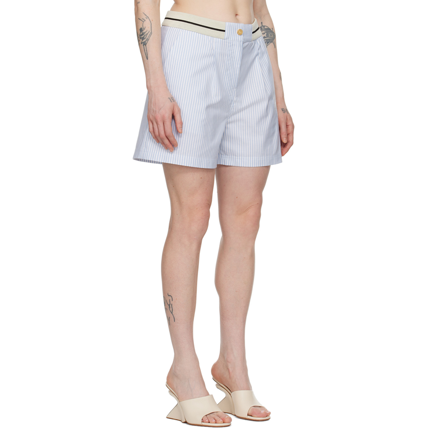 Palm Angels Blue & White Stripes Shorts 