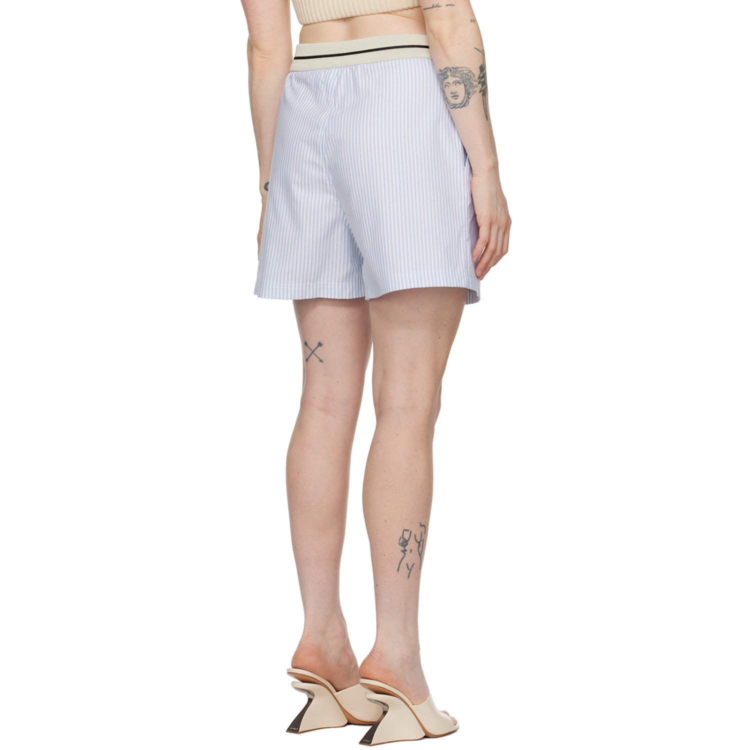  Palm Angels Blue & White Stripes Shorts 