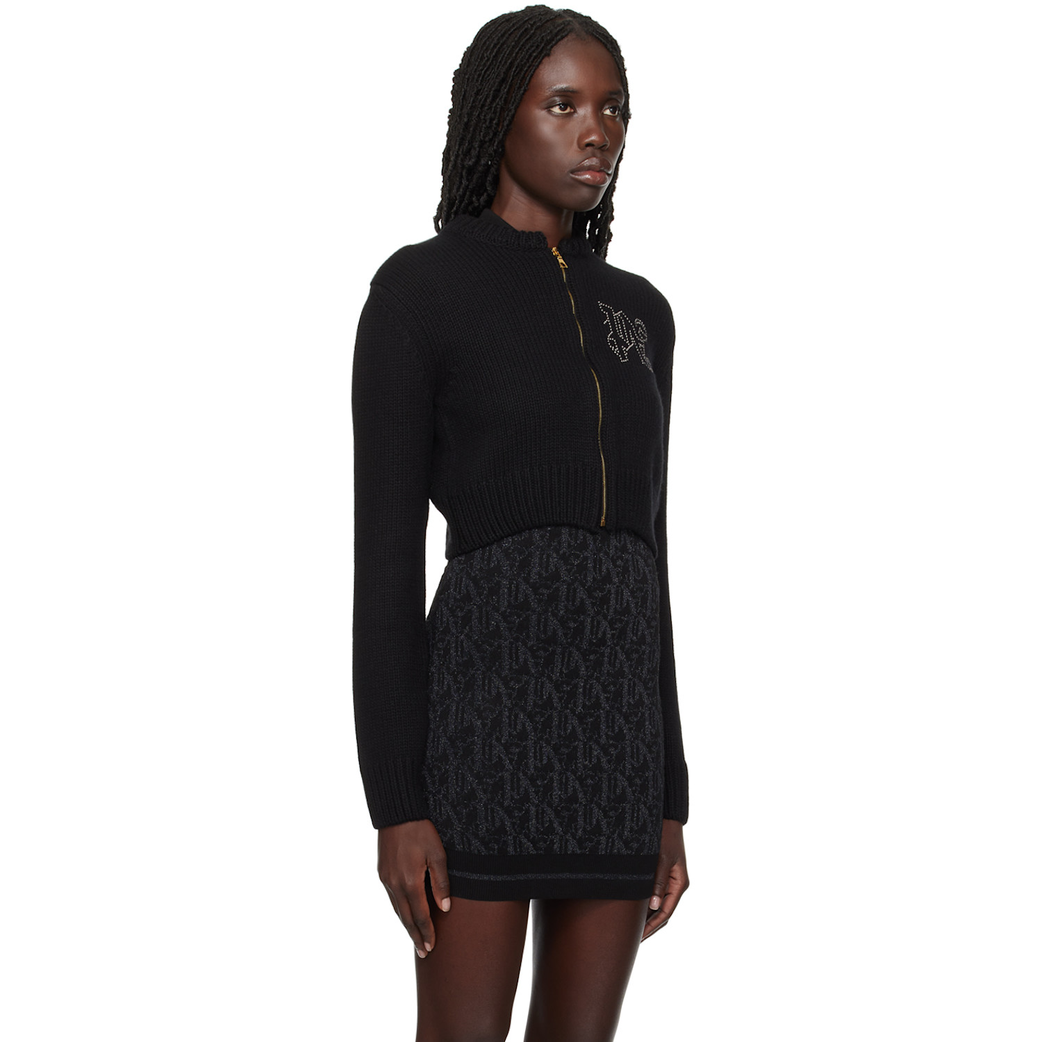 Palm Angels Black Monogram Stud Sweater 