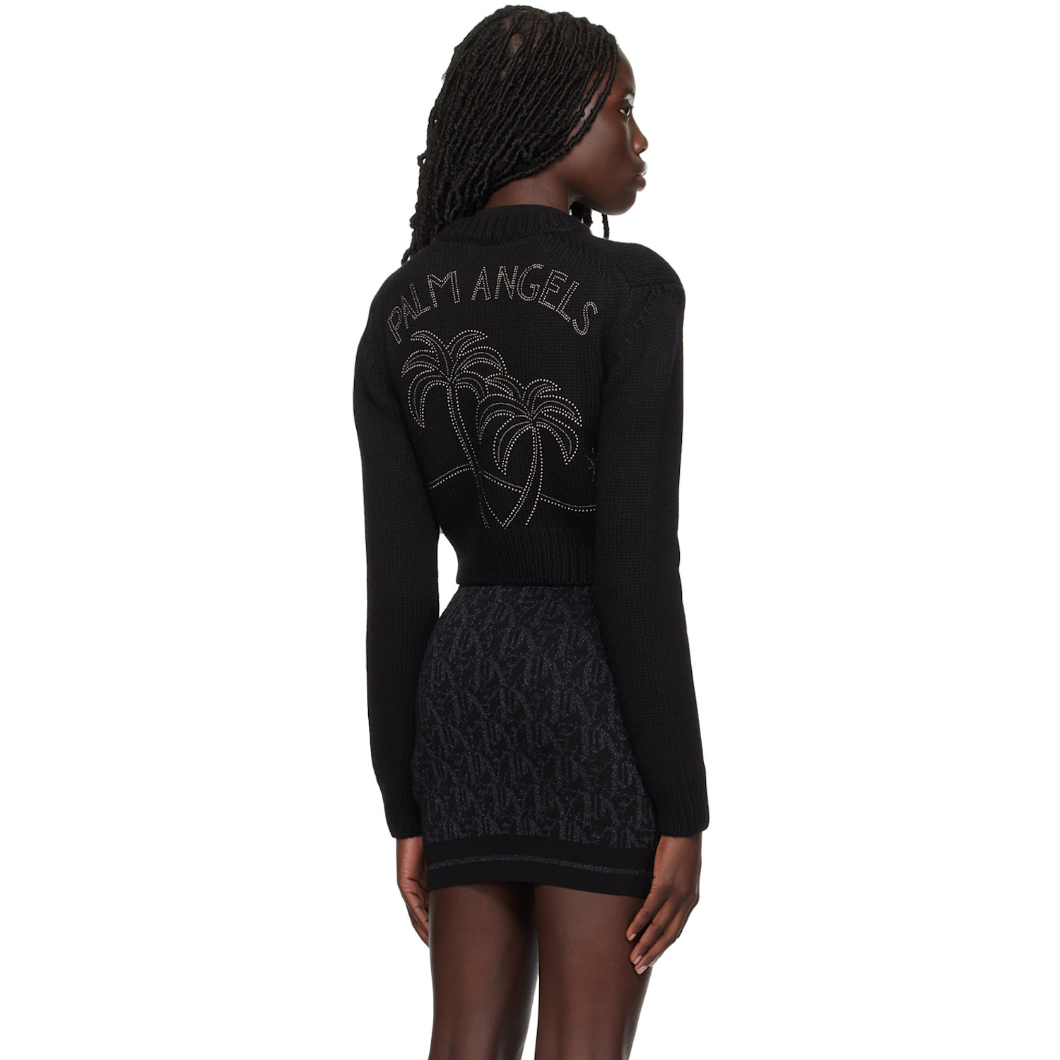  Palm Angels Black Monogram Stud Sweater 
