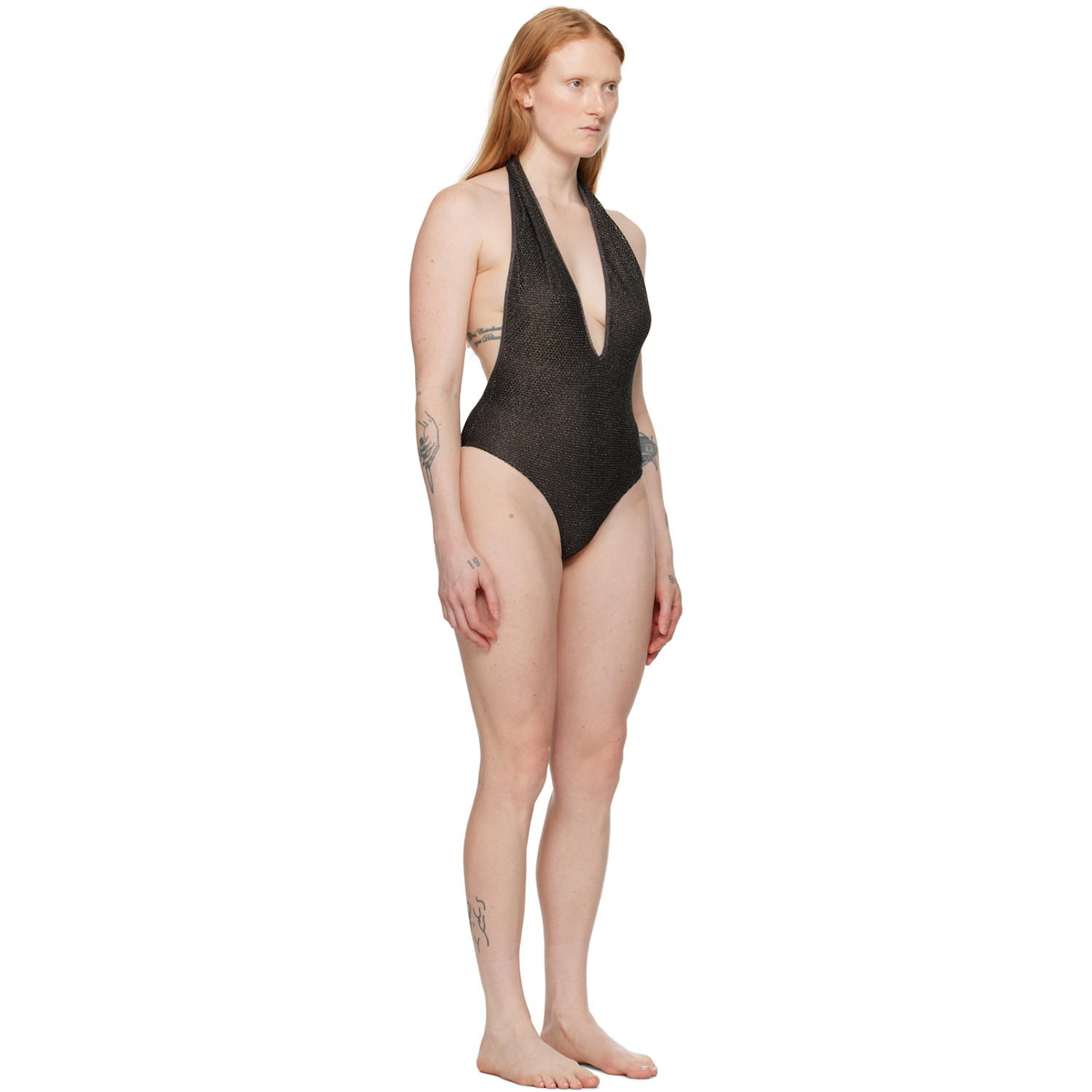  Palm Angels Gold V-neck Swimsuit 