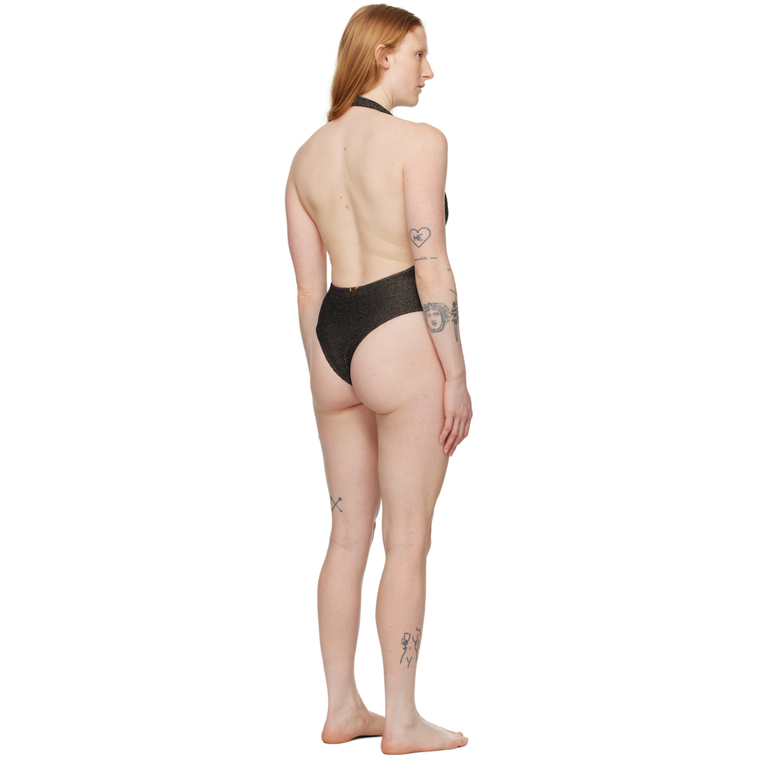  Palm Angels Gold V-neck Swimsuit 