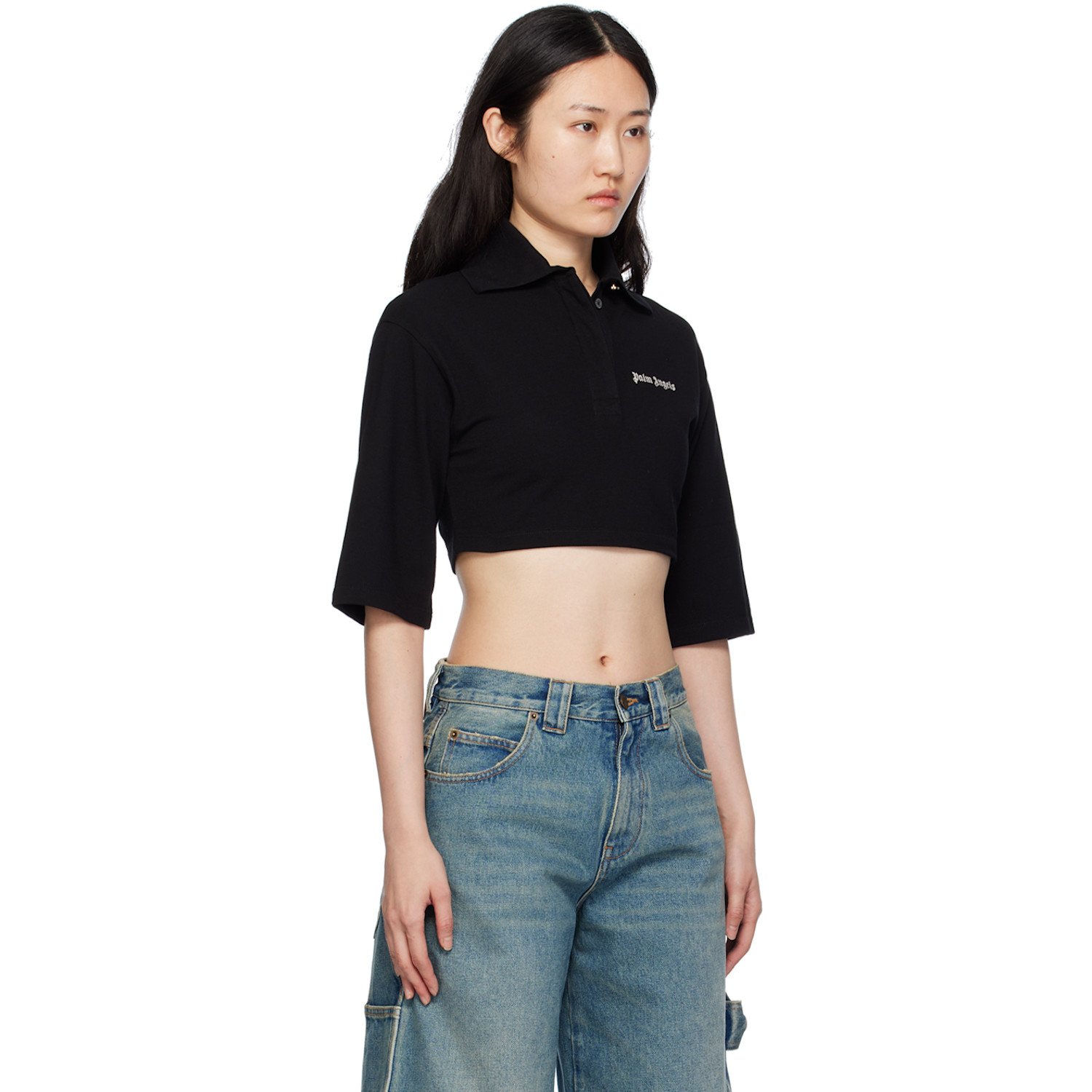  Palm Angels Black Cropped Polo 
