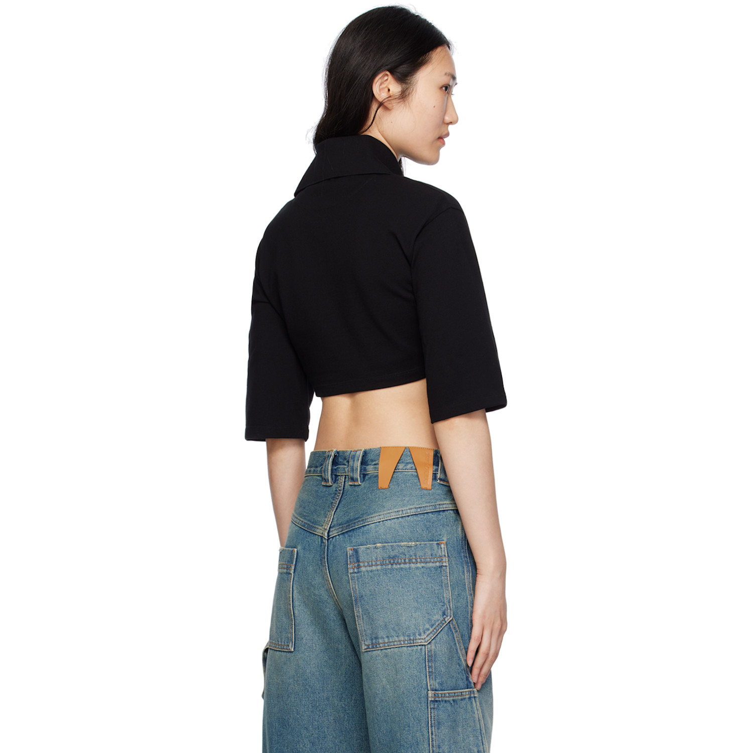  Palm Angels Black Cropped Polo 