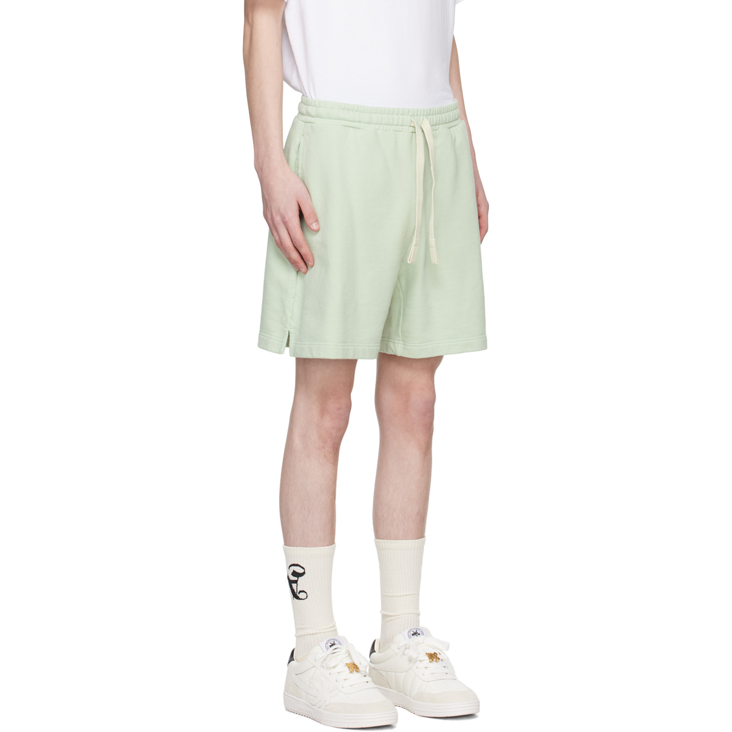  Palm Angels Green Embroidered Shorts 