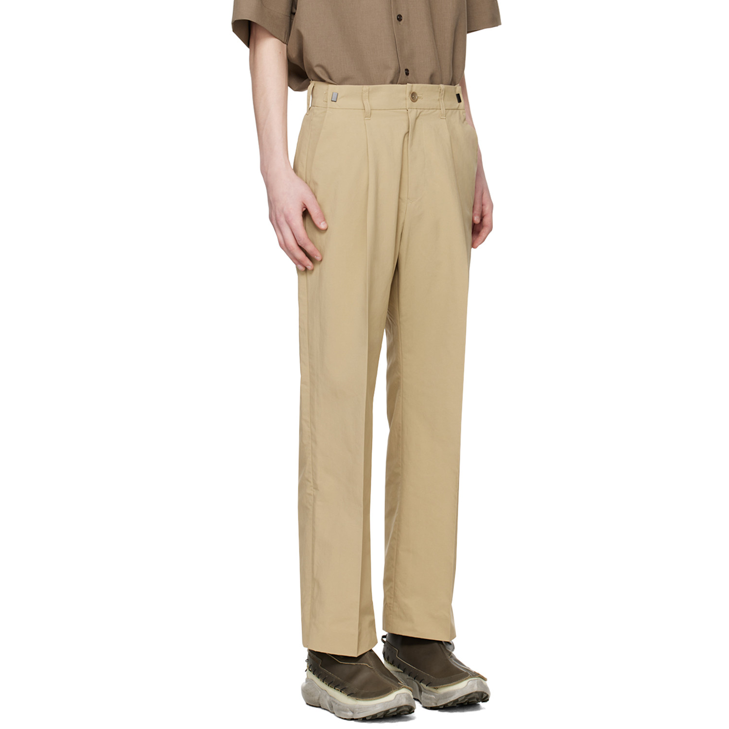  Meanswhile Beige Side Zip Trousers 