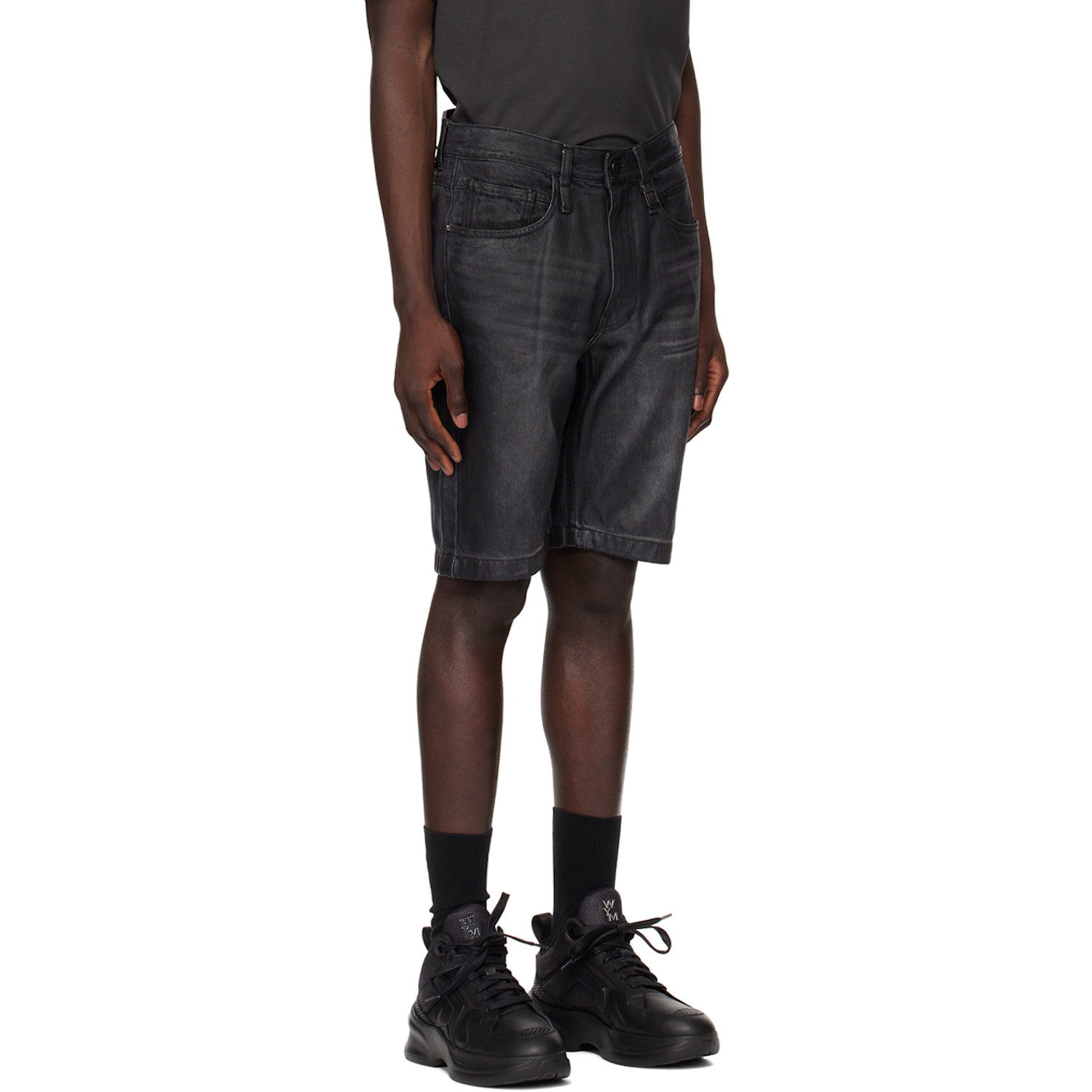  Wooyoungmi Black Faded Denim Shorts 