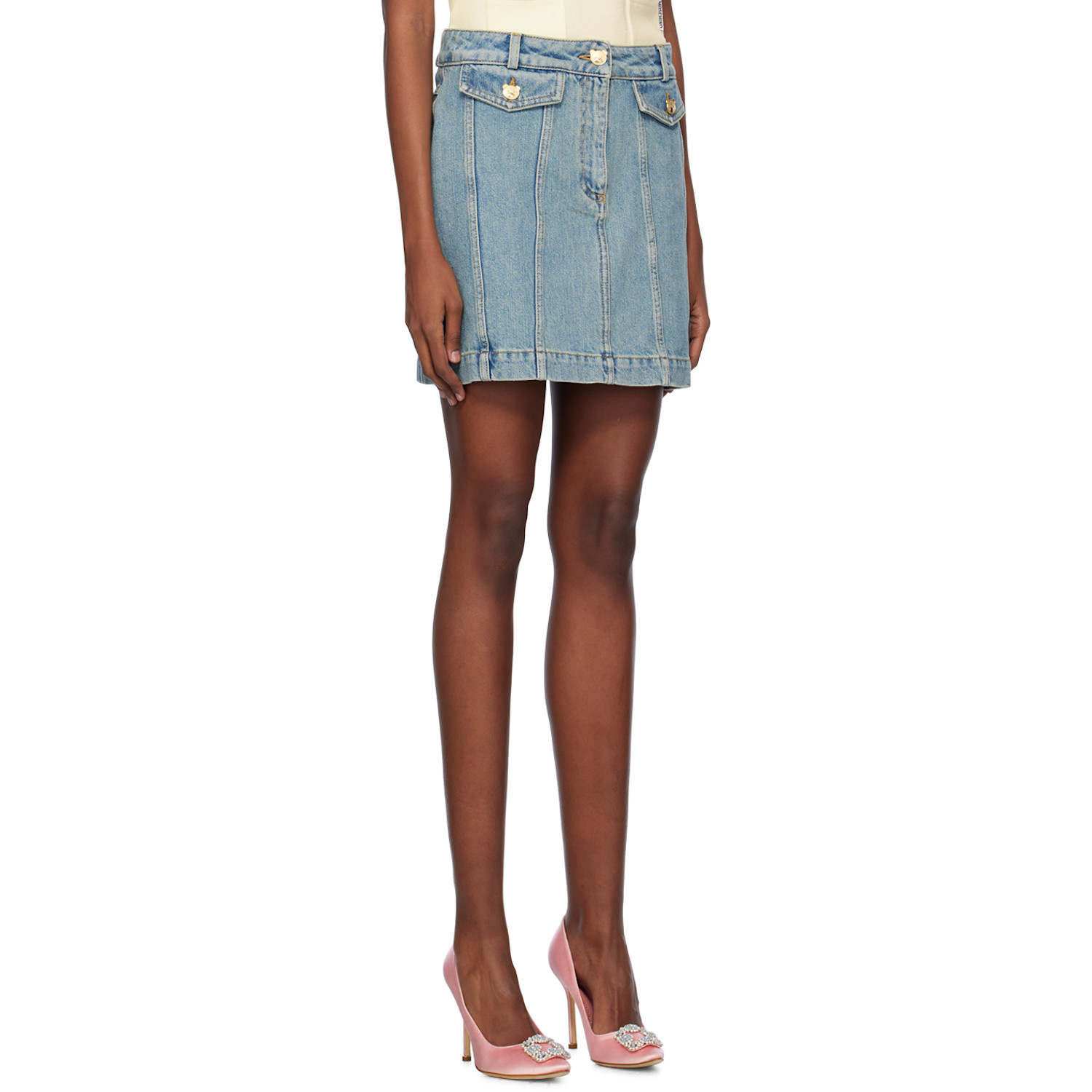  Moschino Blue Faded Denim Miniskirt 