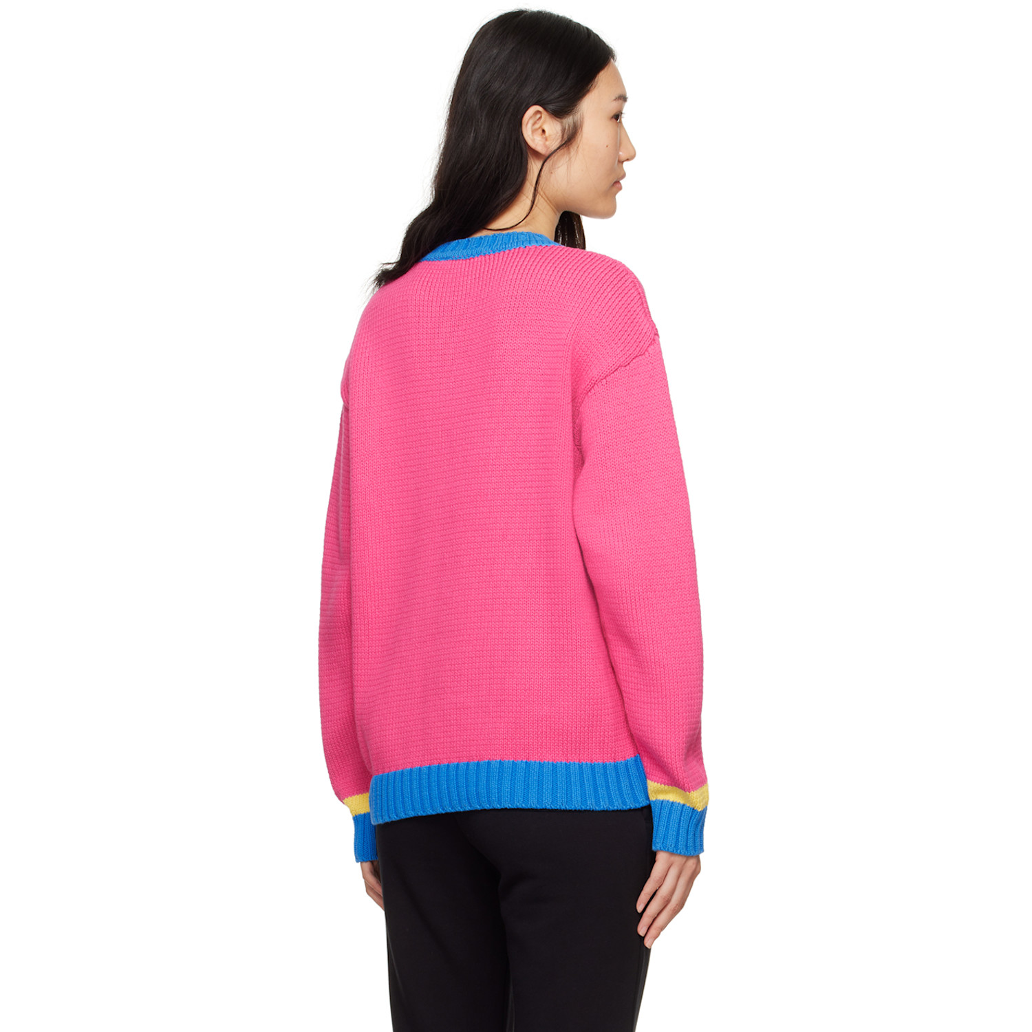  Moschino Pink & Yellow Jacquard Sweater 