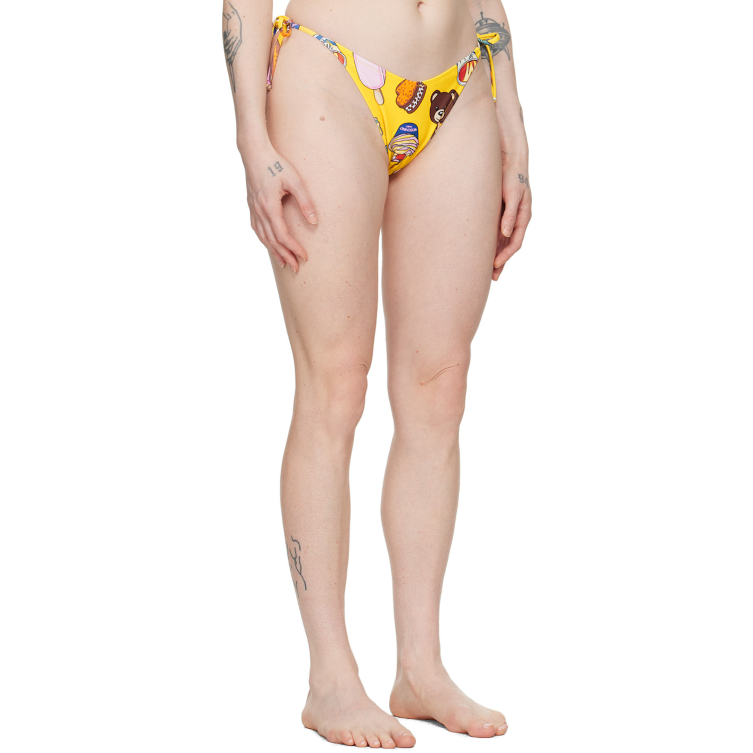  Moschino Yellow Printed Bikini Bottom 