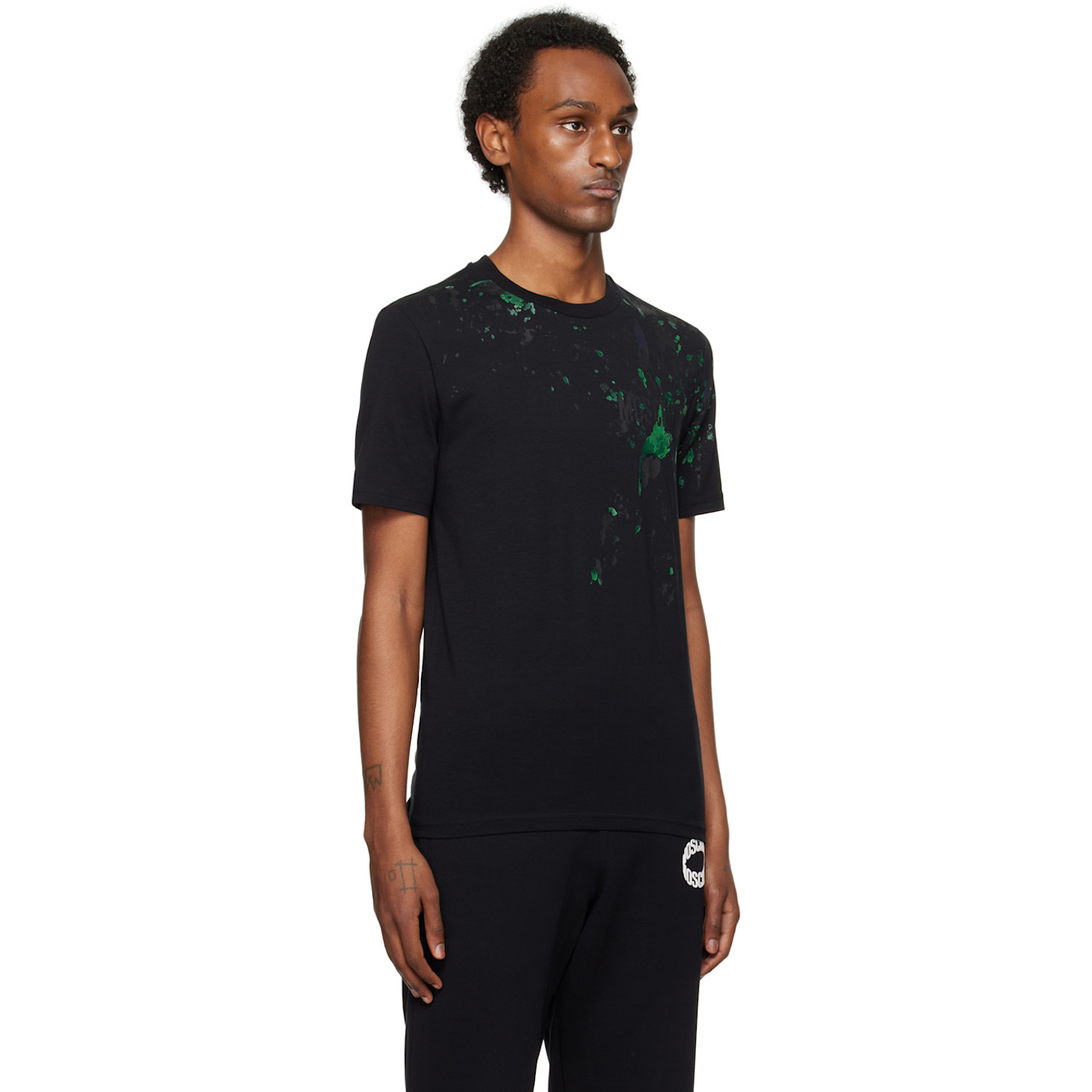  Moschino Black Painted Effect T-shirt 